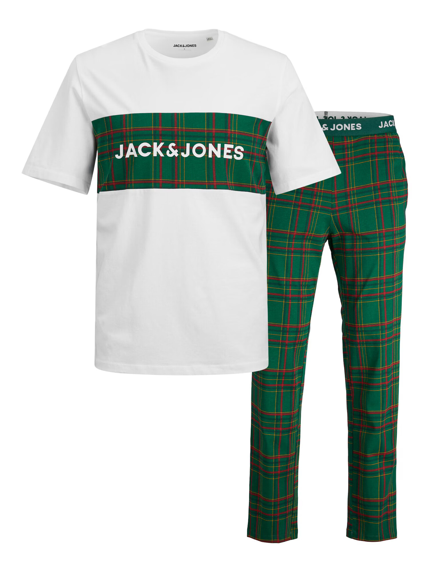 JACK & JONES Pijama lungă galben închis / verde iarbă / roșu / alb - Pled.ro