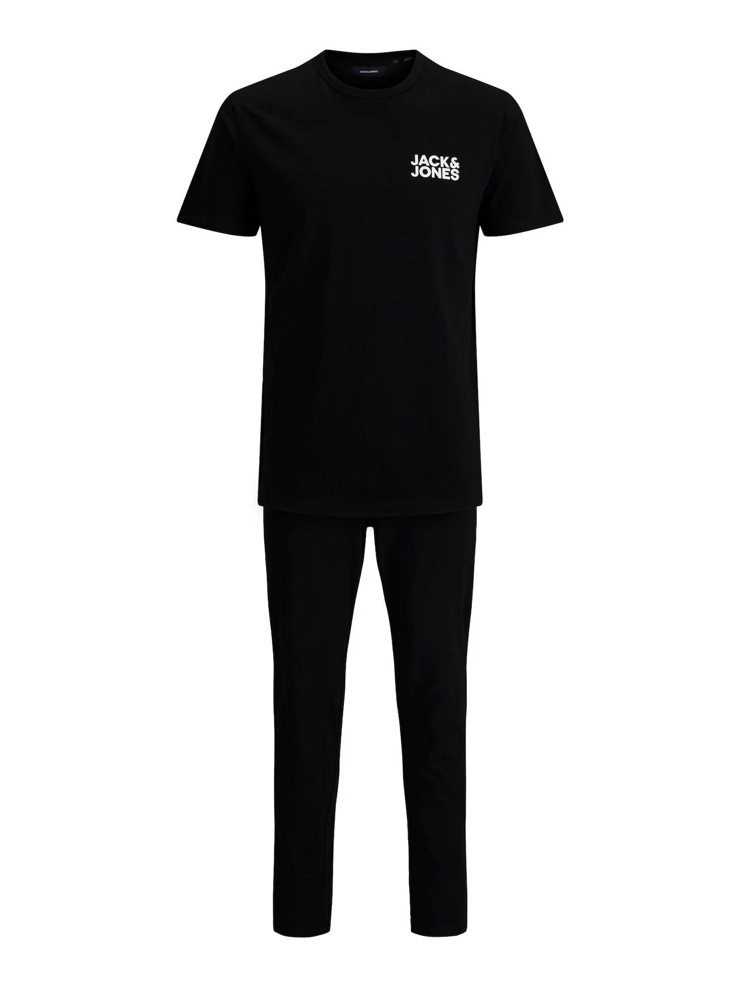 JACK & JONES Pijama lungă negru / alb - Pled.ro