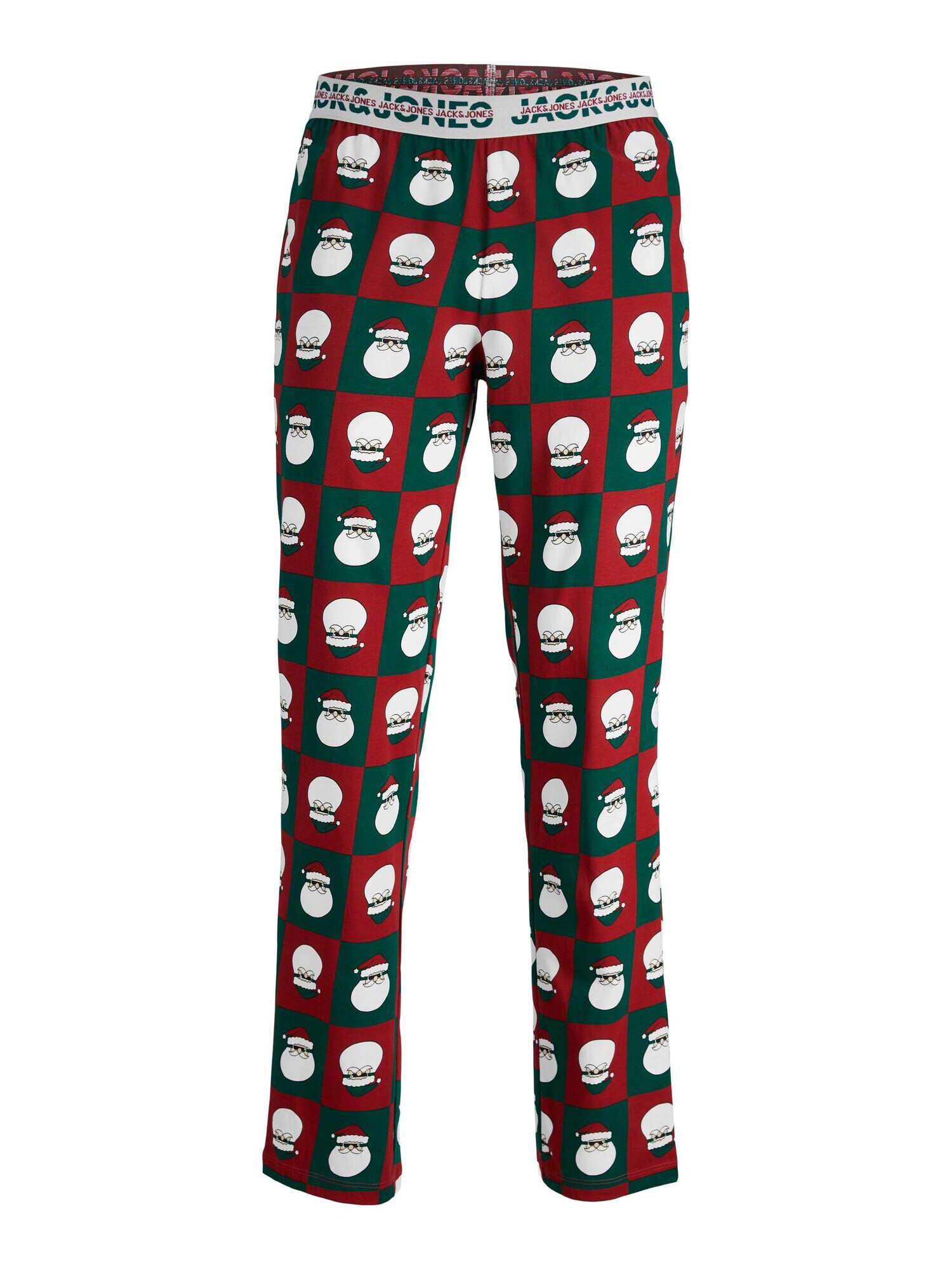 JACK & JONES Pijama lungă 'SQUARED SANTA' verde smarald / roșu / negru / alb - Pled.ro