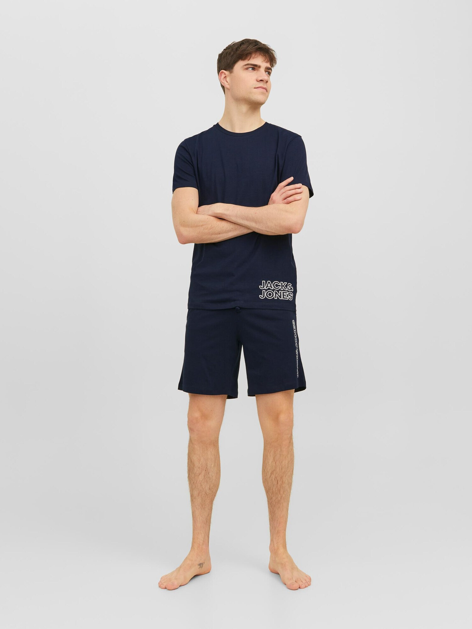 JACK & JONES Pijama scurtă albastru închis / alb - Pled.ro