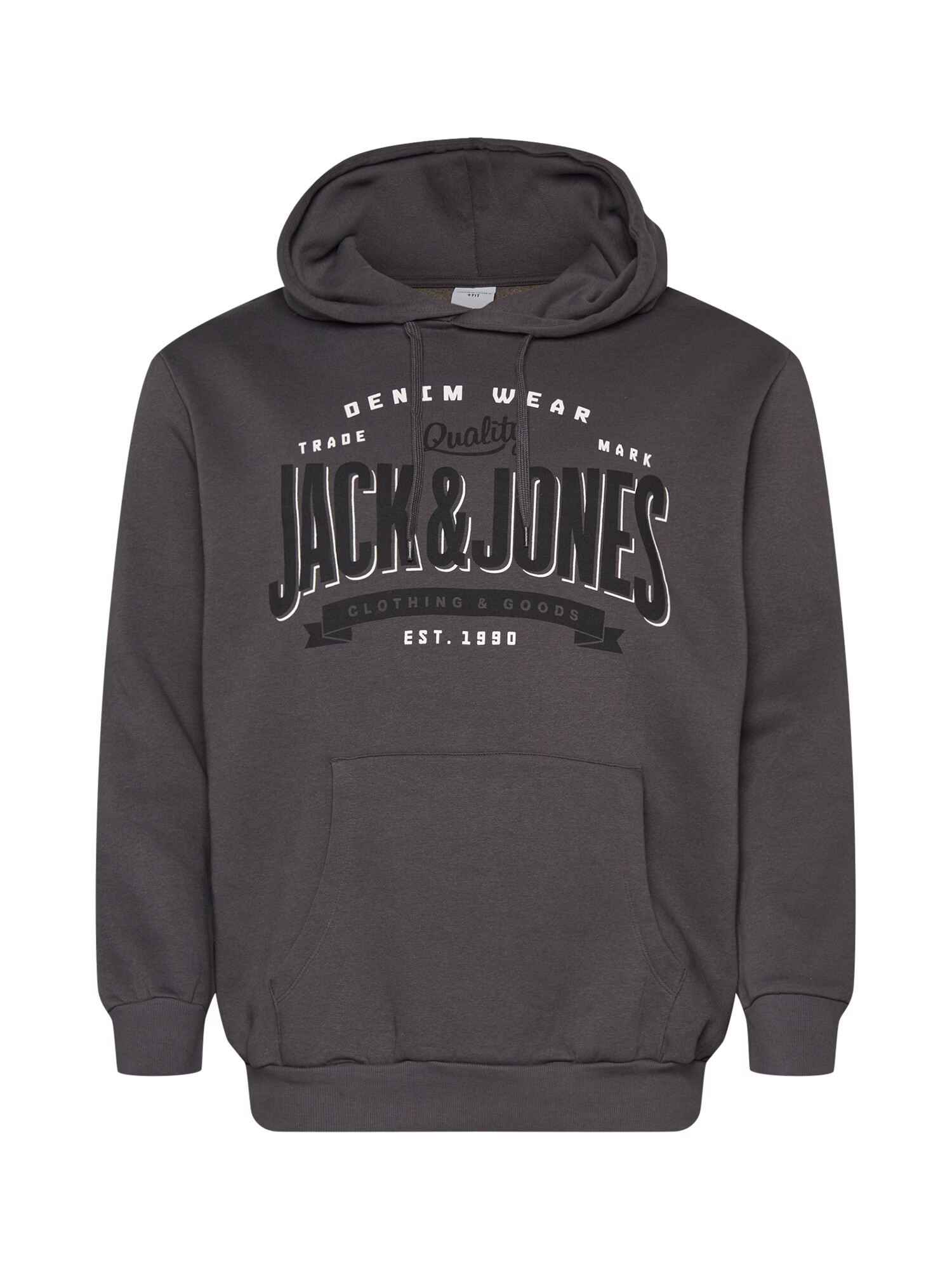 Jack & Jones Plus Bluză de molton gri închis / negru / alb - Pled.ro