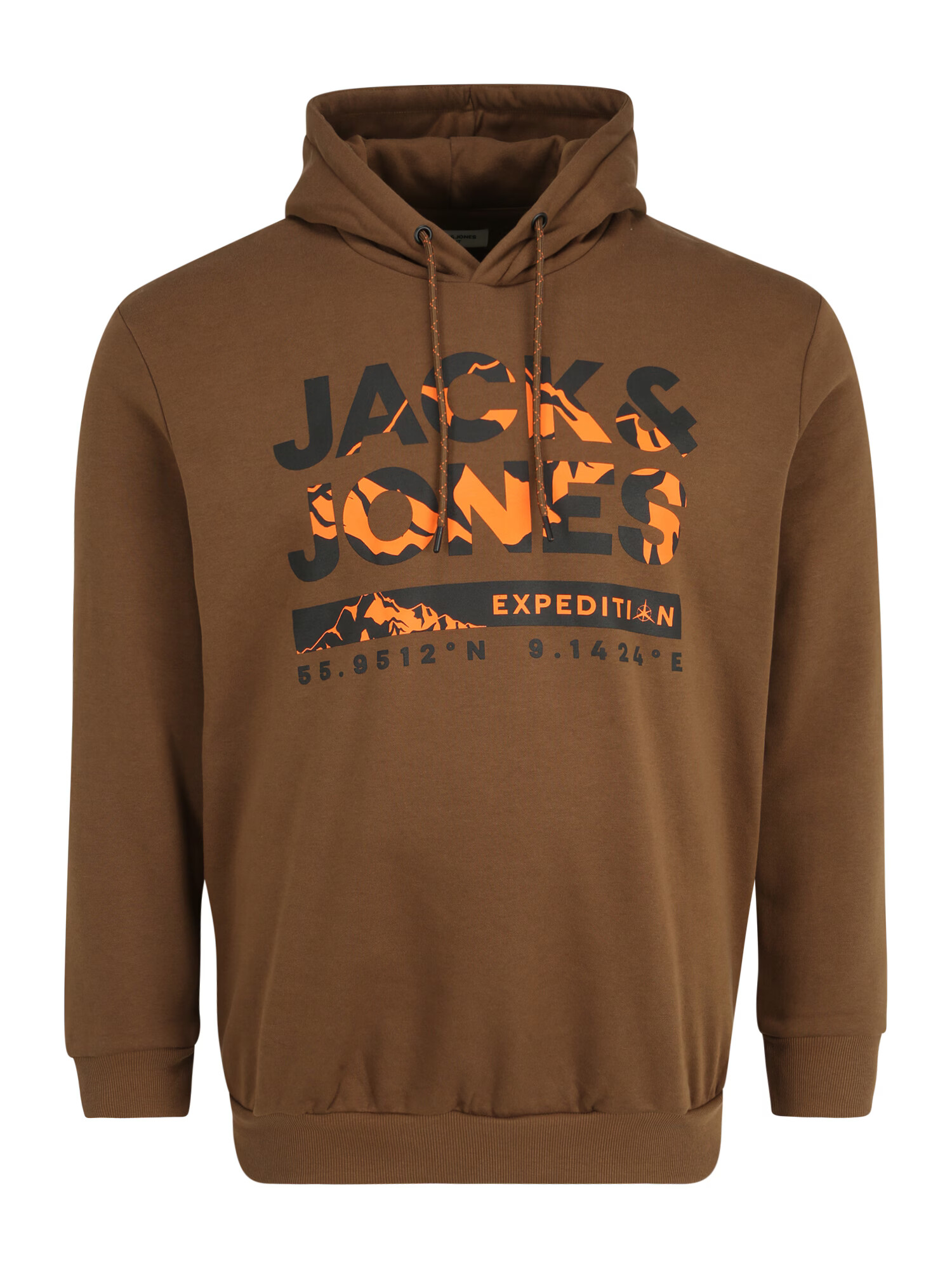 Jack & Jones Plus Bluză de molton 'HUNTER' maro / portocaliu / negru - Pled.ro