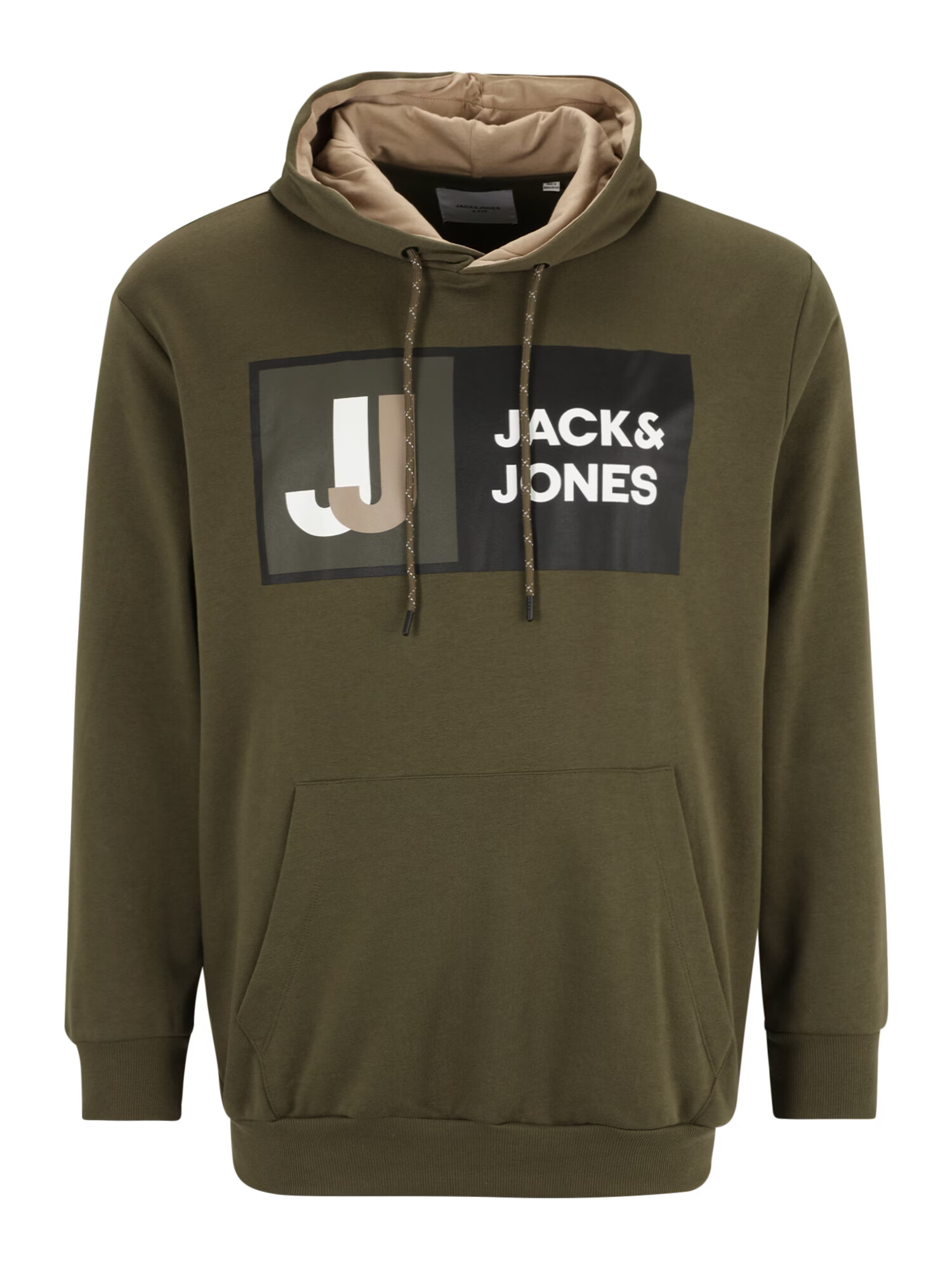 Jack & Jones Plus Bluză de molton 'LOGAN' gri taupe / kaki / alb - Pled.ro