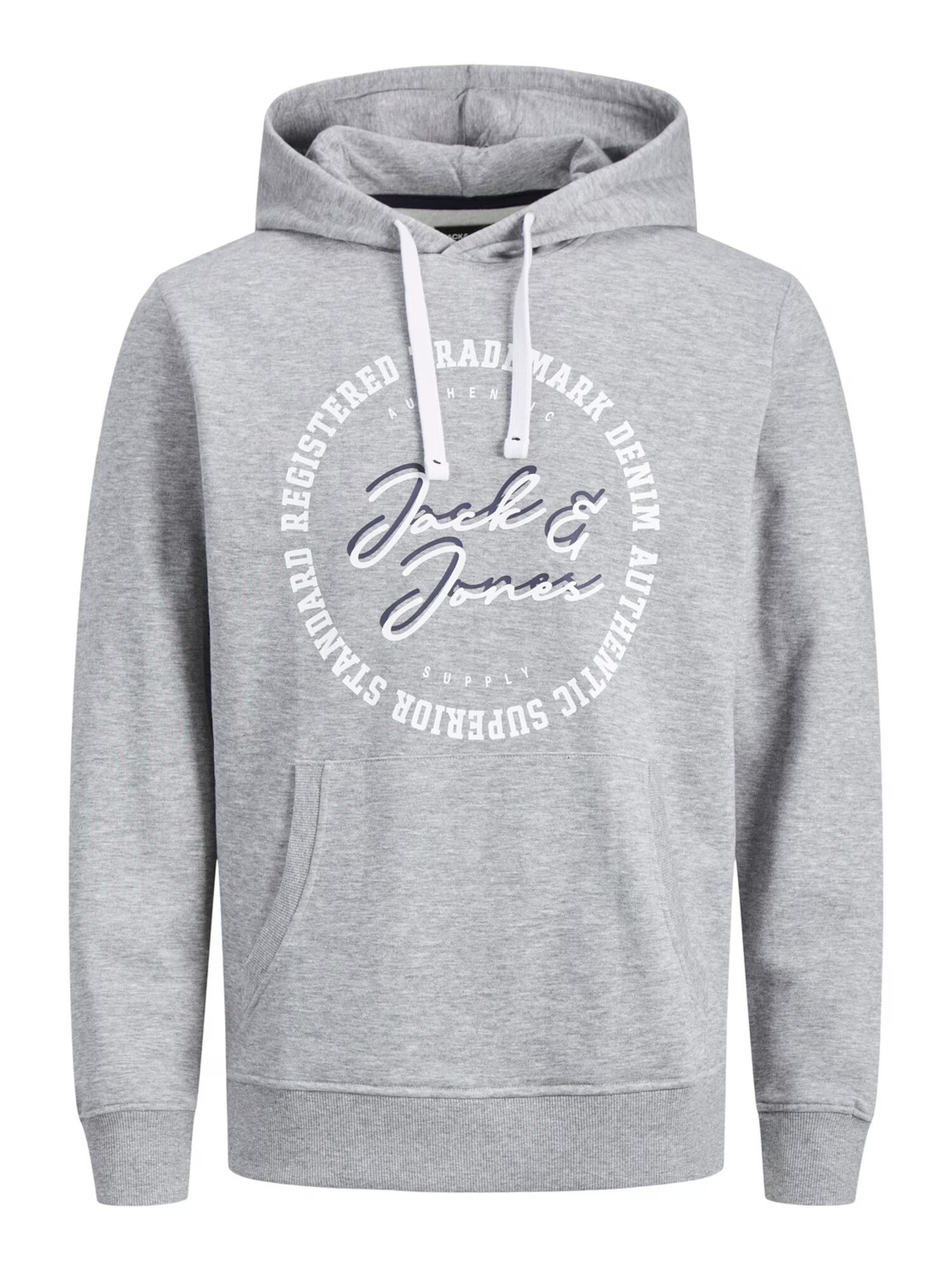 Jack & Jones Plus Bluză de molton 'STAMP' albastru marin / gri amestecat / alb - Pled.ro