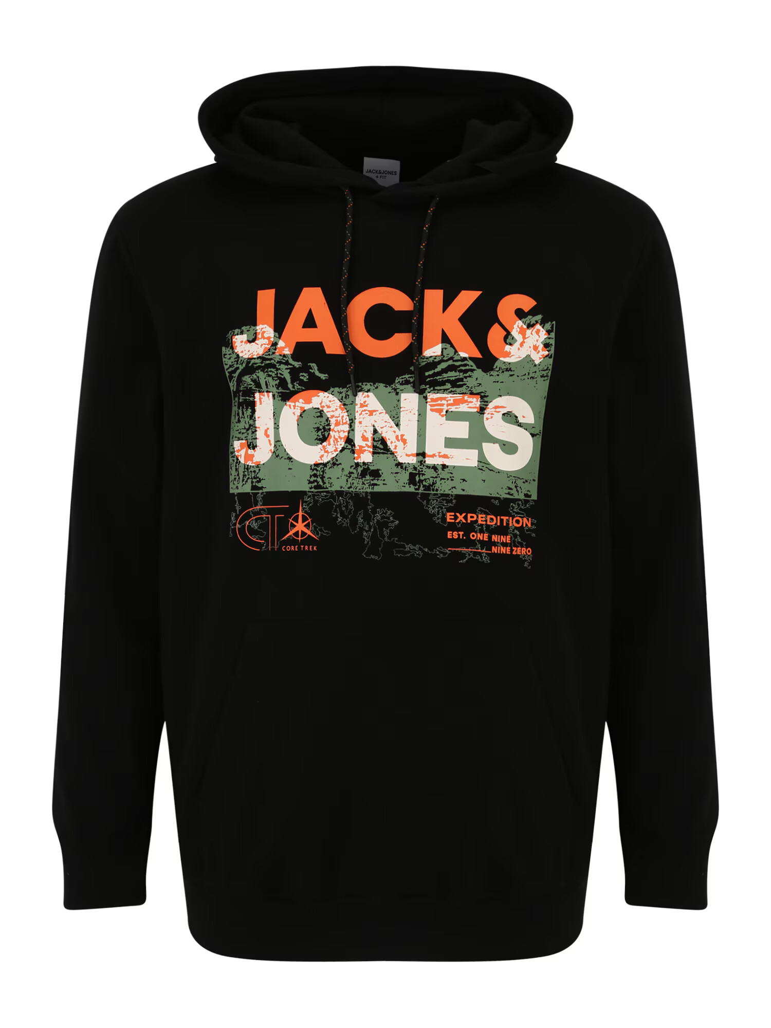 Jack & Jones Plus Bluză de molton 'TREK' verde pastel / portocaliu / negru / alb - Pled.ro