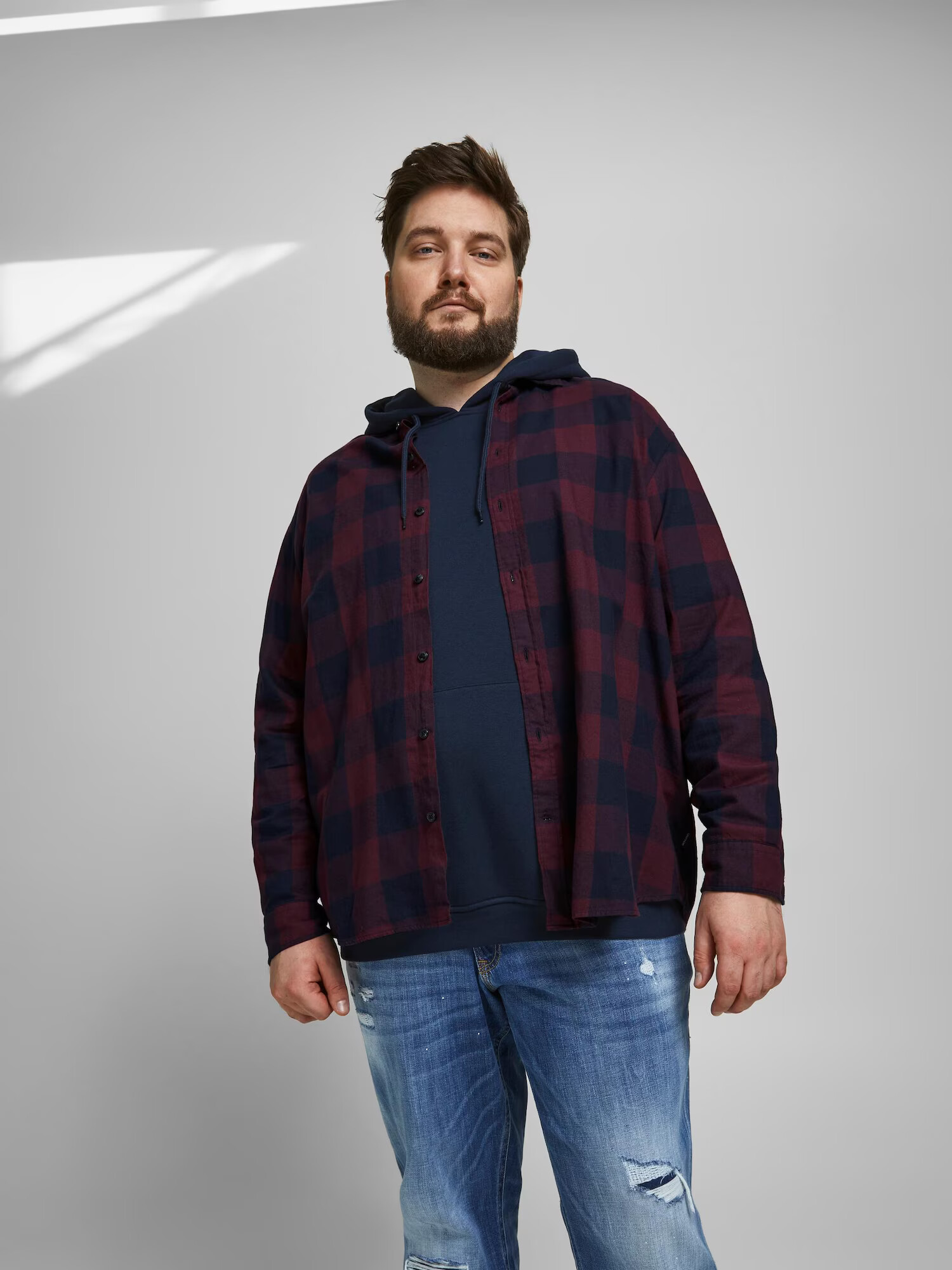 Jack & Jones Plus Cămașă 'Gingham' lila / negru - Pled.ro