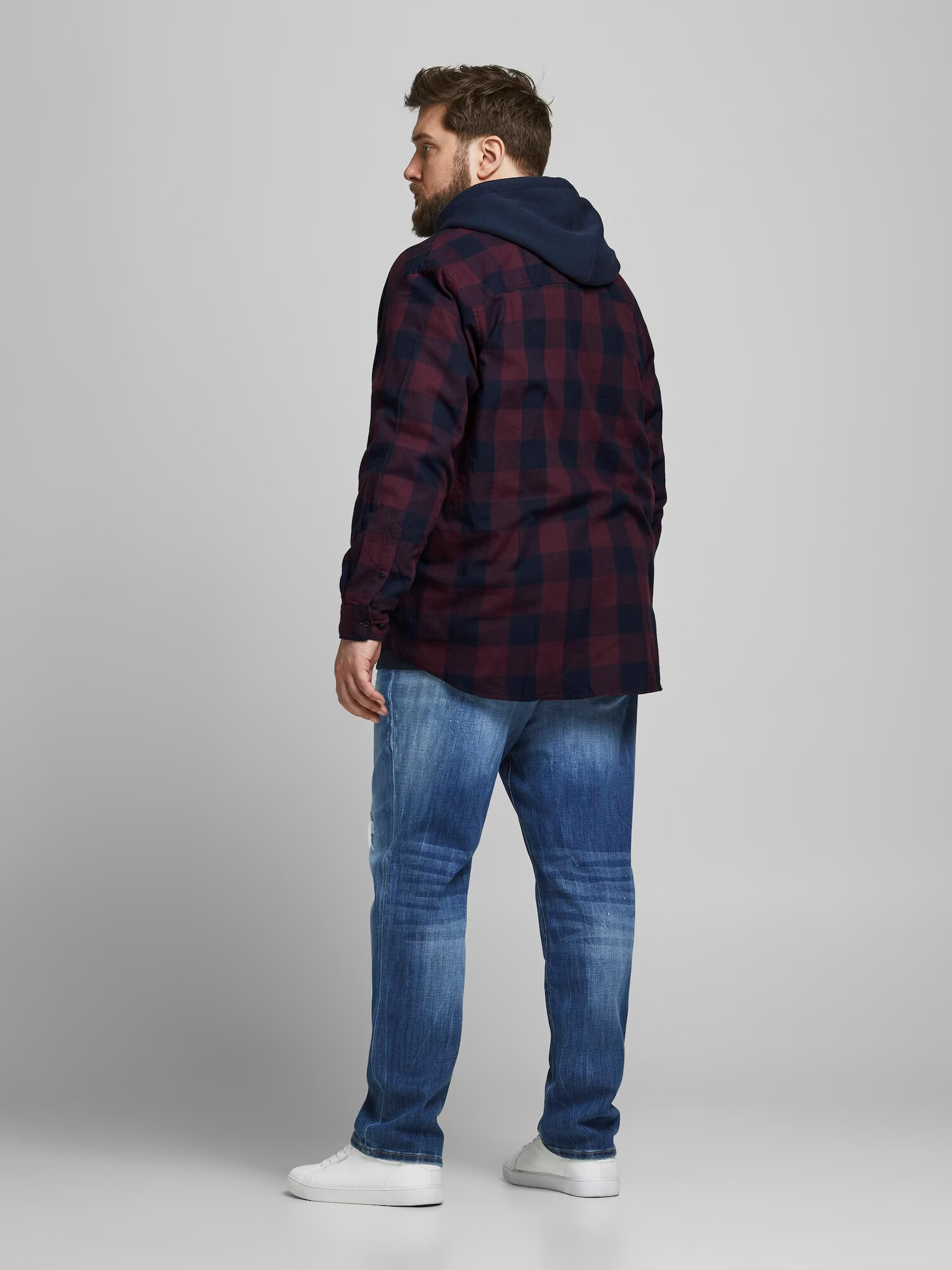 Jack & Jones Plus Cămașă 'Gingham' lila / negru - Pled.ro