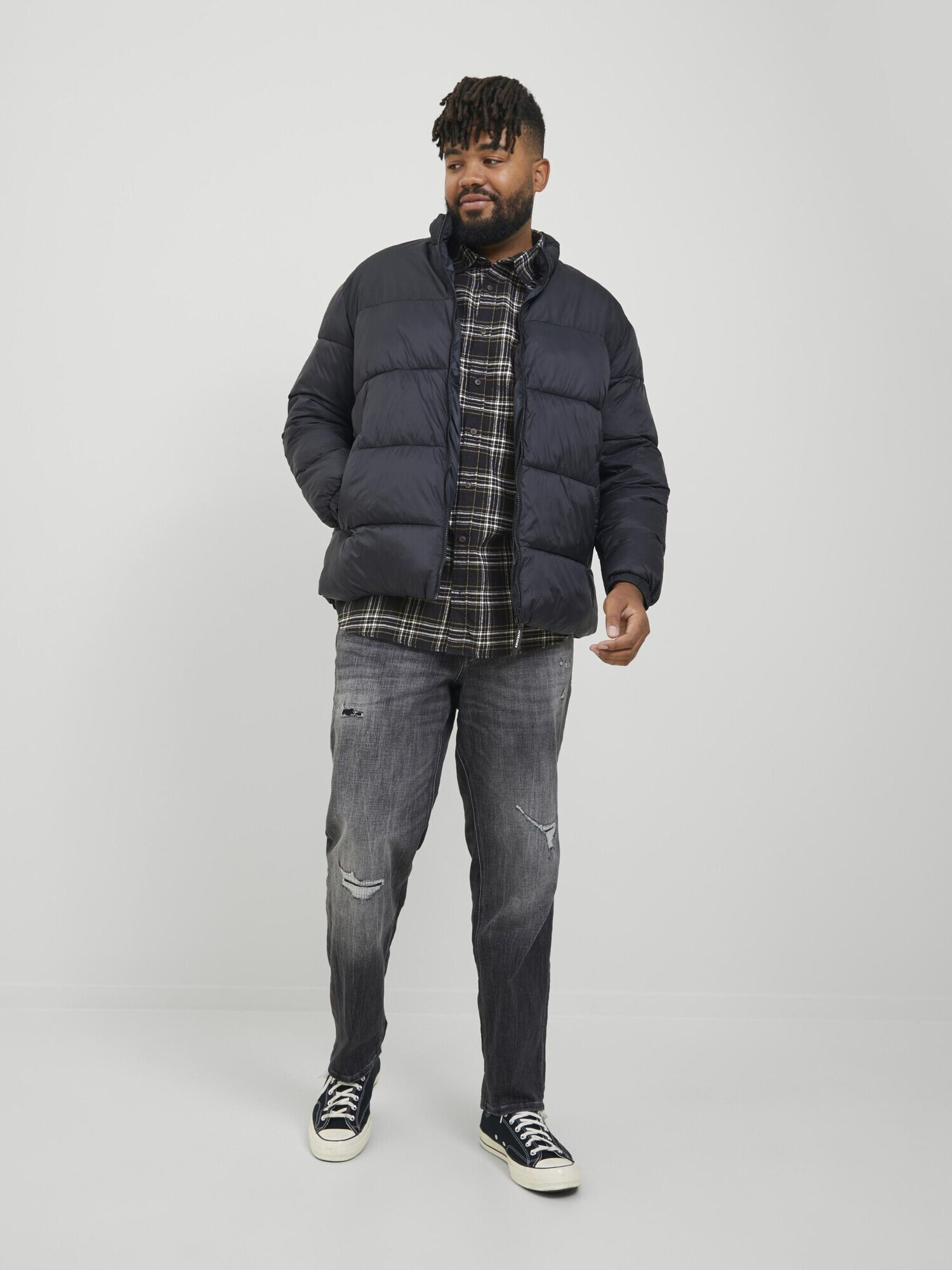 Jack & Jones Plus Cămașă negru / alb - Pled.ro