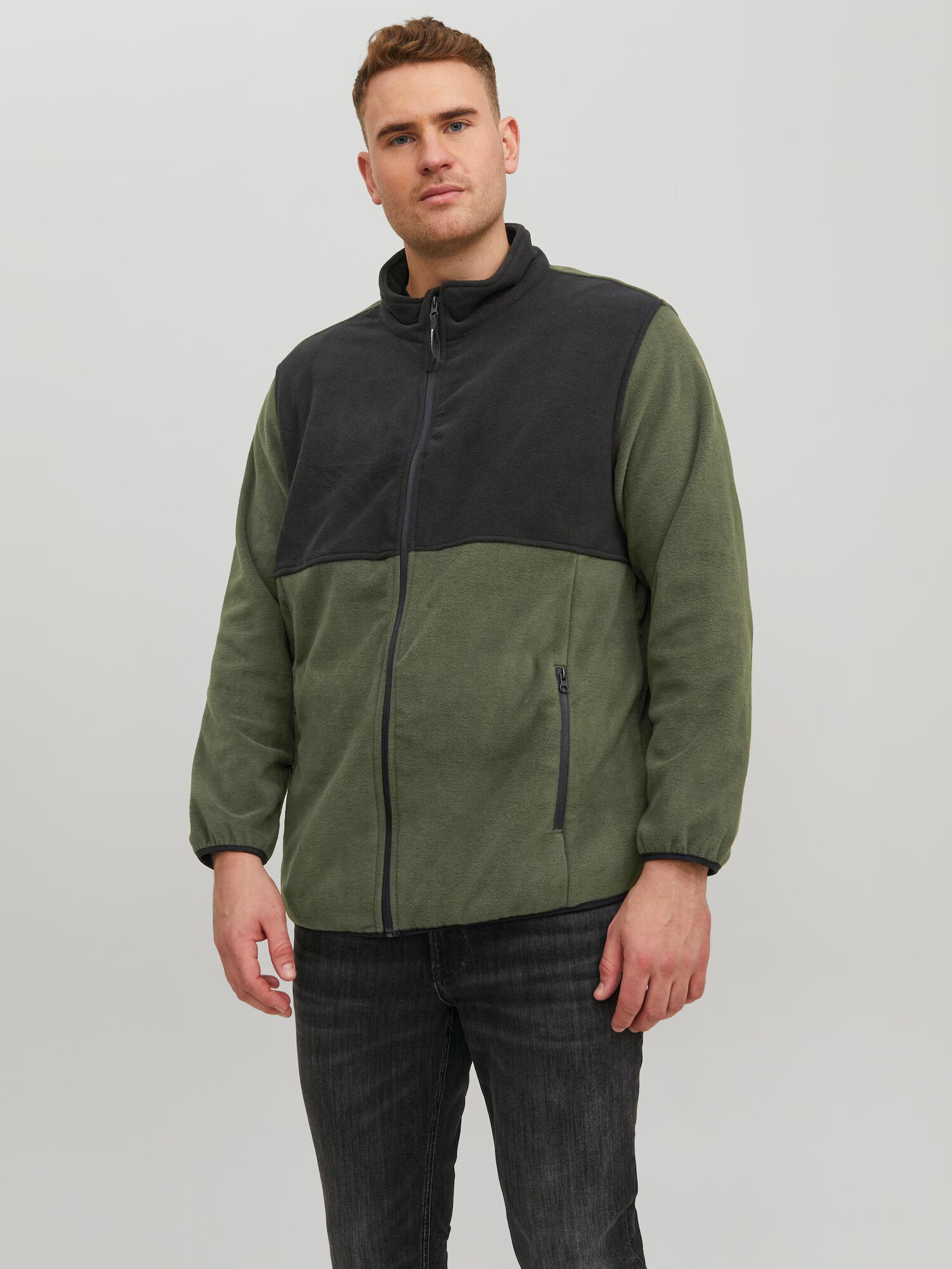 Jack & Jones Plus Jachetă fleece 'Hyper' oliv / verde închis - Pled.ro