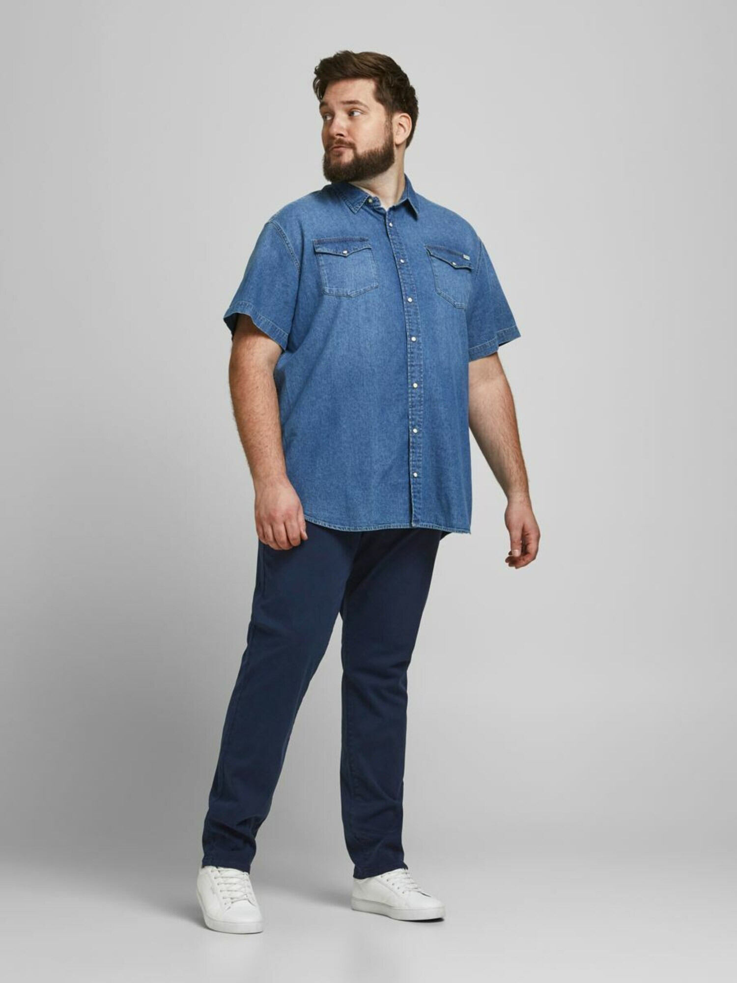 Jack & Jones Plus Pantaloni eleganți albastru închis - Pled.ro