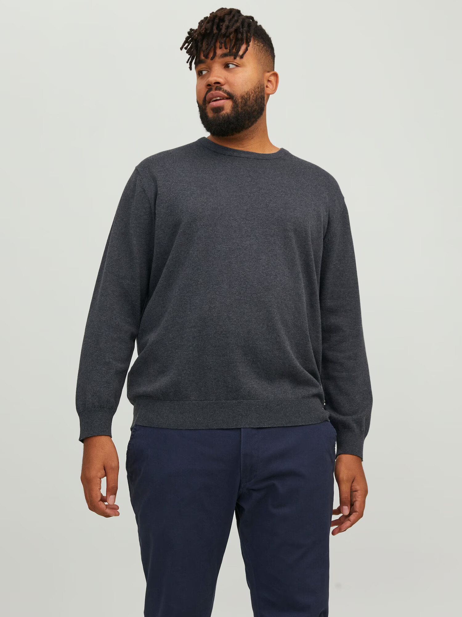 Jack & Jones Plus Pulover gri închis - Pled.ro