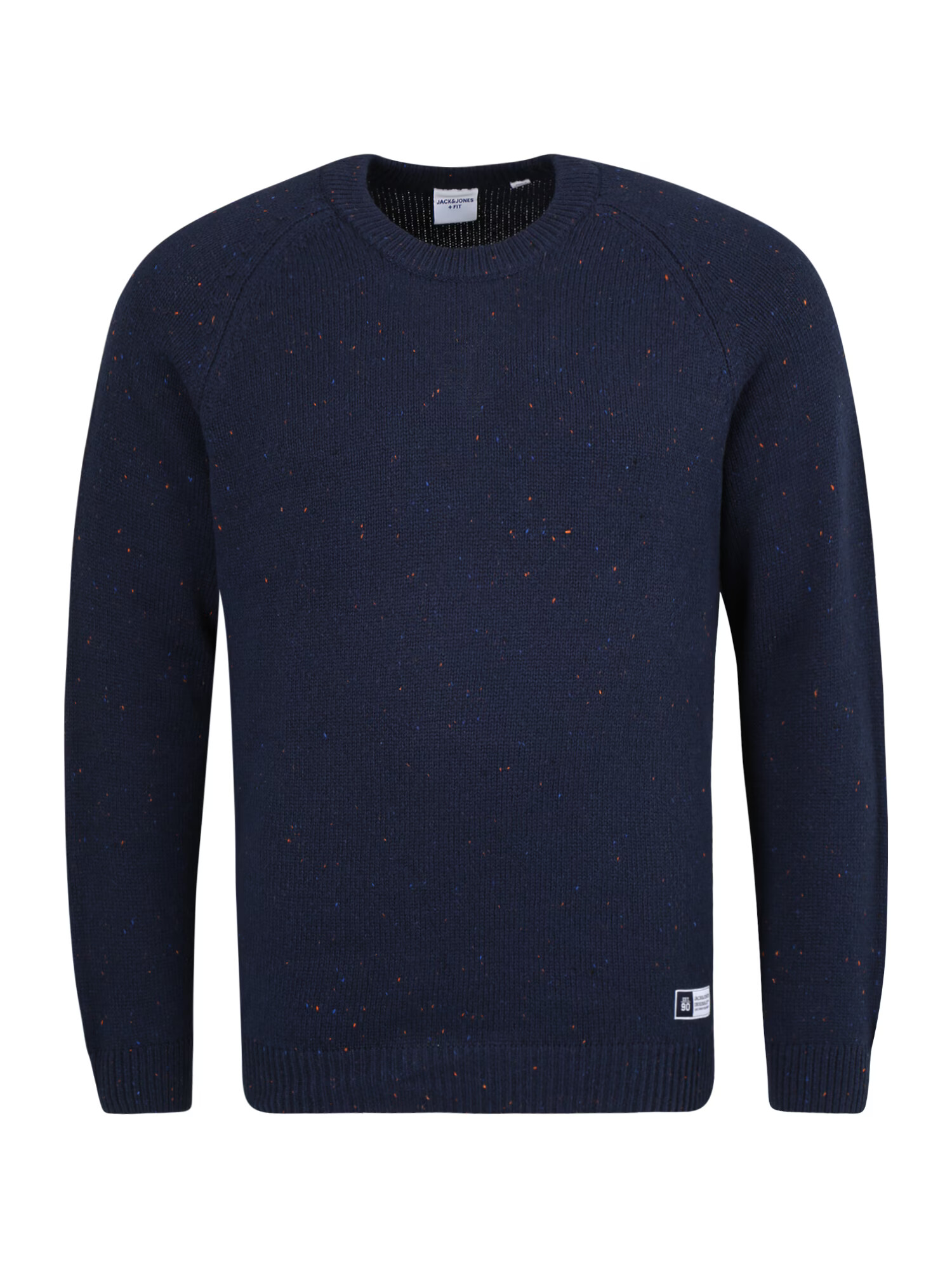 Jack & Jones Plus Pulover 'WOODLAND' albastru / bleumarin / portocaliu / alb murdar - Pled.ro