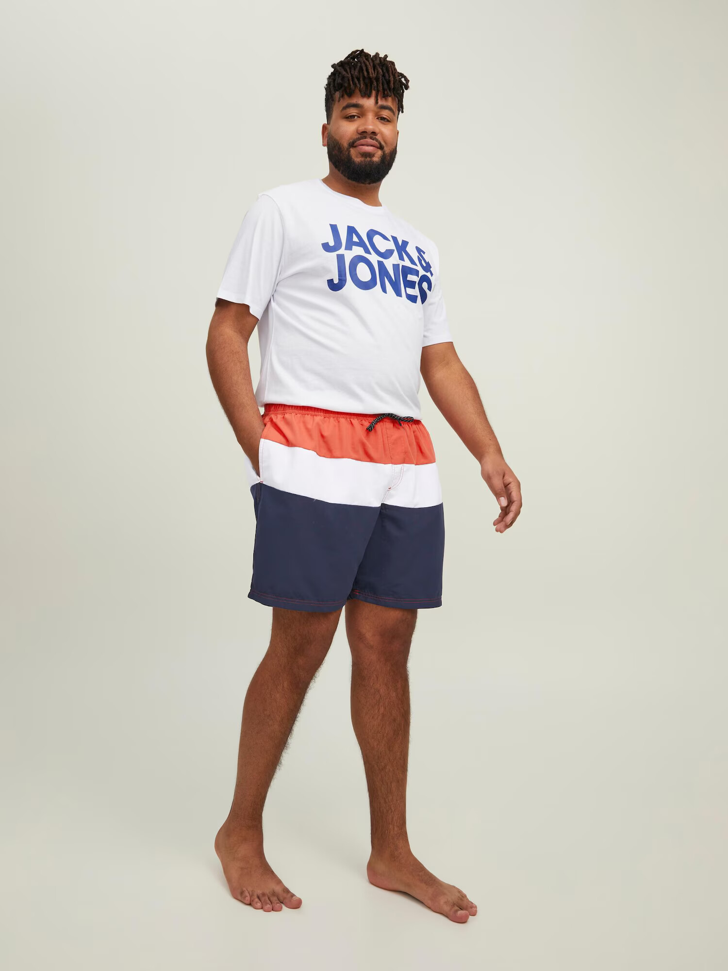 Jack & Jones Plus Șorturi de baie 'Crete' albastru marin / corai / alb - Pled.ro