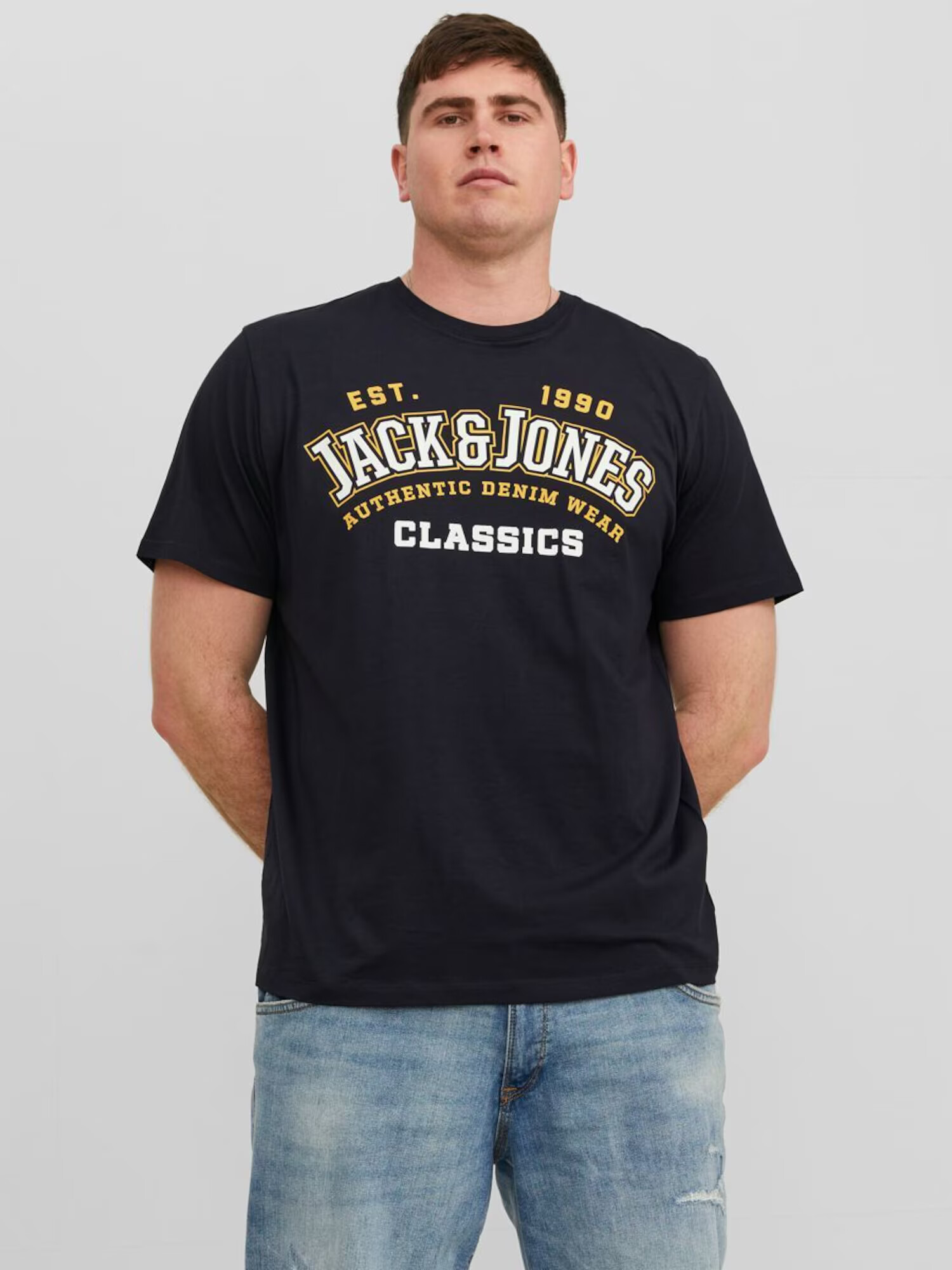 Jack & Jones Plus Tricou albastru / galben / alb - Pled.ro