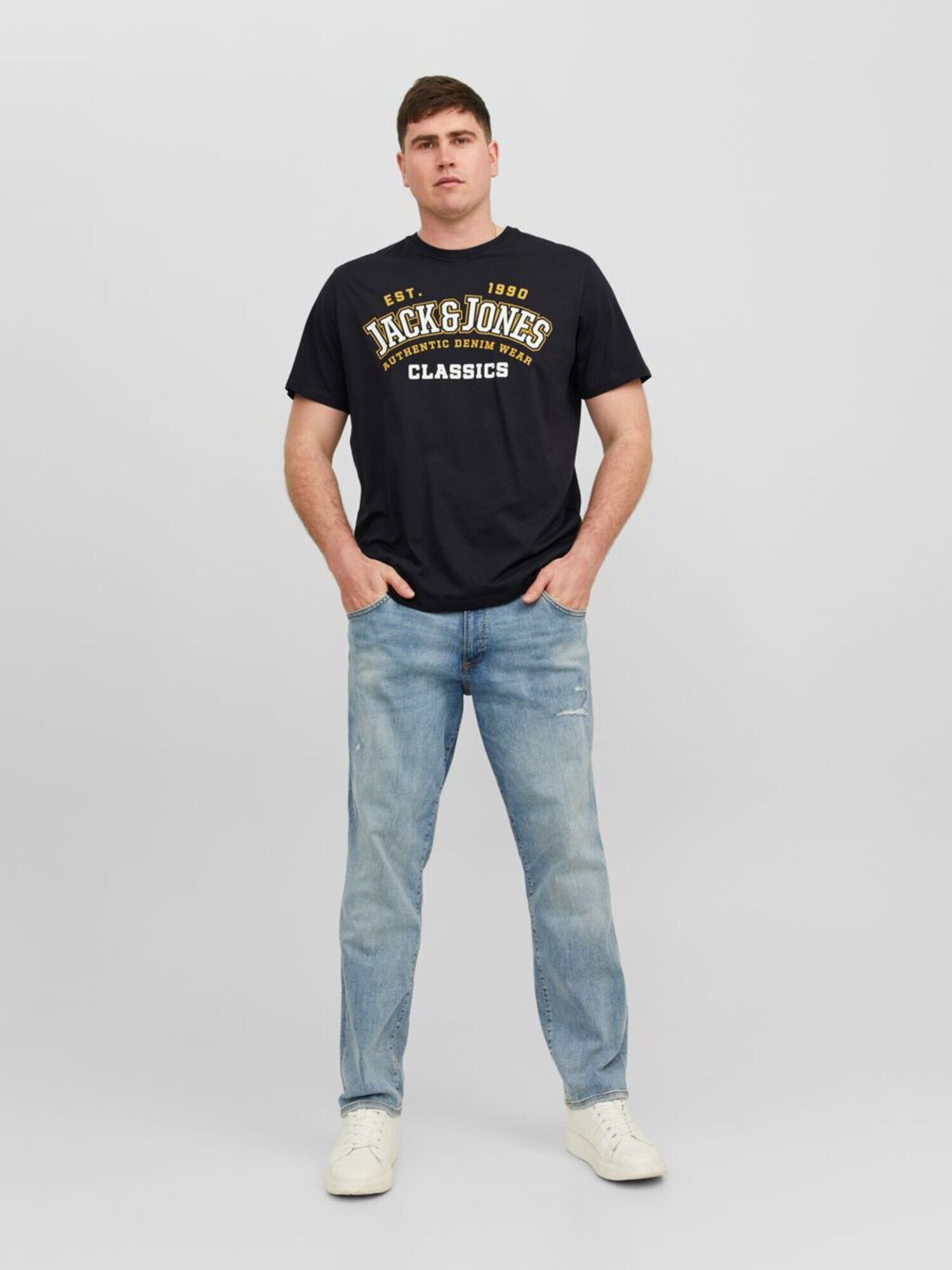 Jack & Jones Plus Tricou albastru / galben / alb - Pled.ro