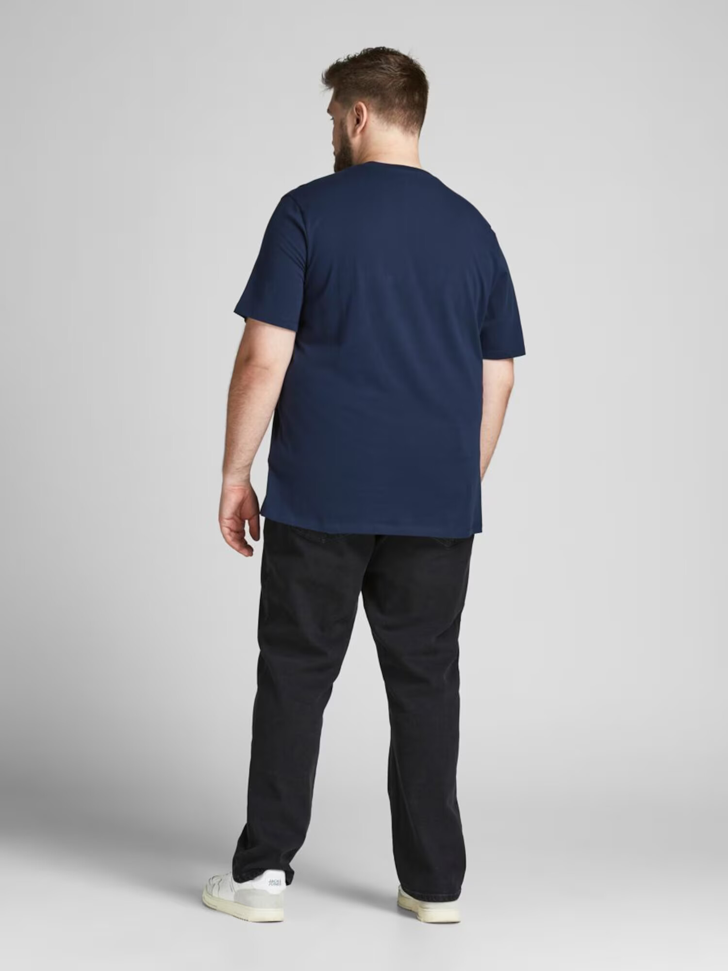 Jack & Jones Plus Tricou bleumarin / alb - Pled.ro