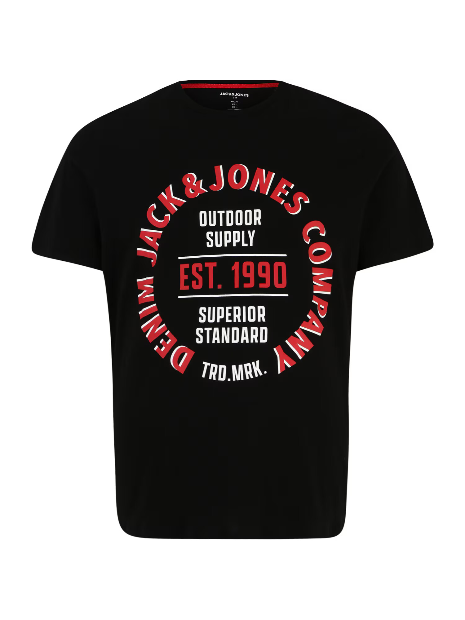 Jack & Jones Plus Tricou 'Andy' roșu / negru / alb - Pled.ro