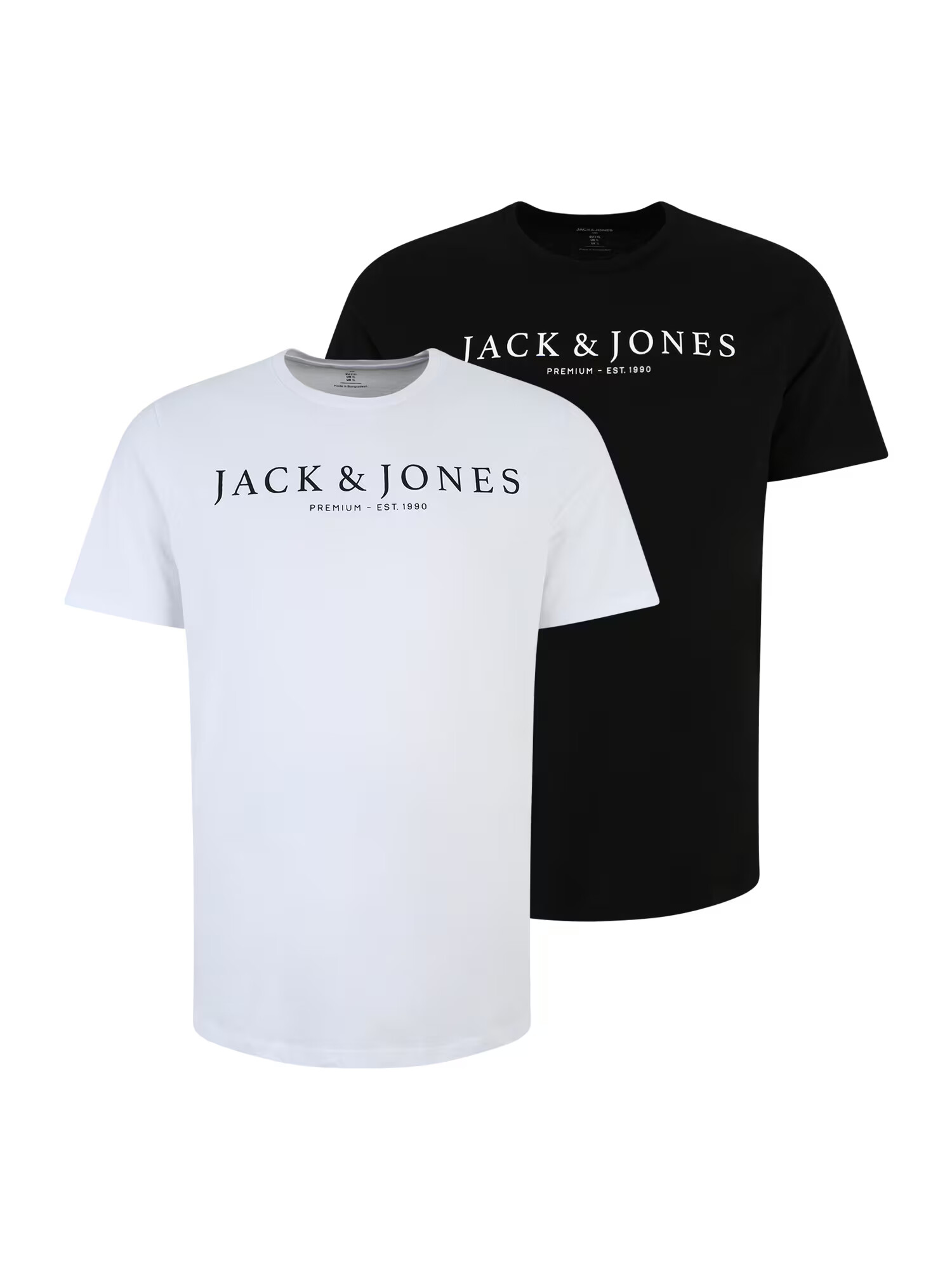 Jack & Jones Plus Tricou 'Blabooster' negru / alb - Pled.ro