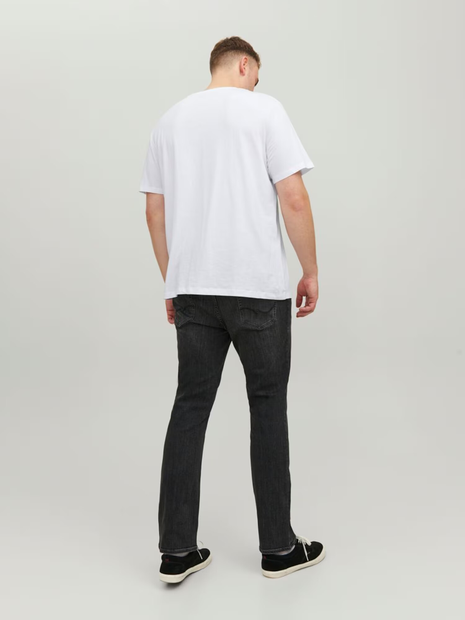 Jack & Jones Plus Tricou 'Blabooster' negru / alb - Pled.ro