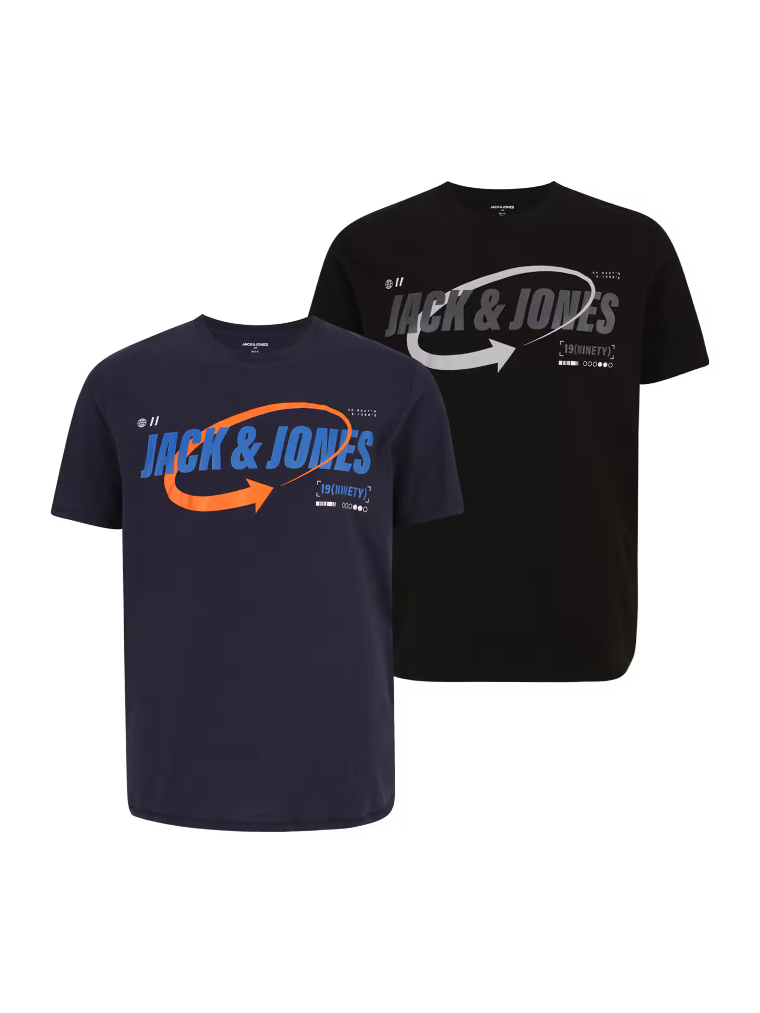 Jack & Jones Plus Tricou 'BLACK TEE' bleumarin / gri / portocaliu / negru - Pled.ro