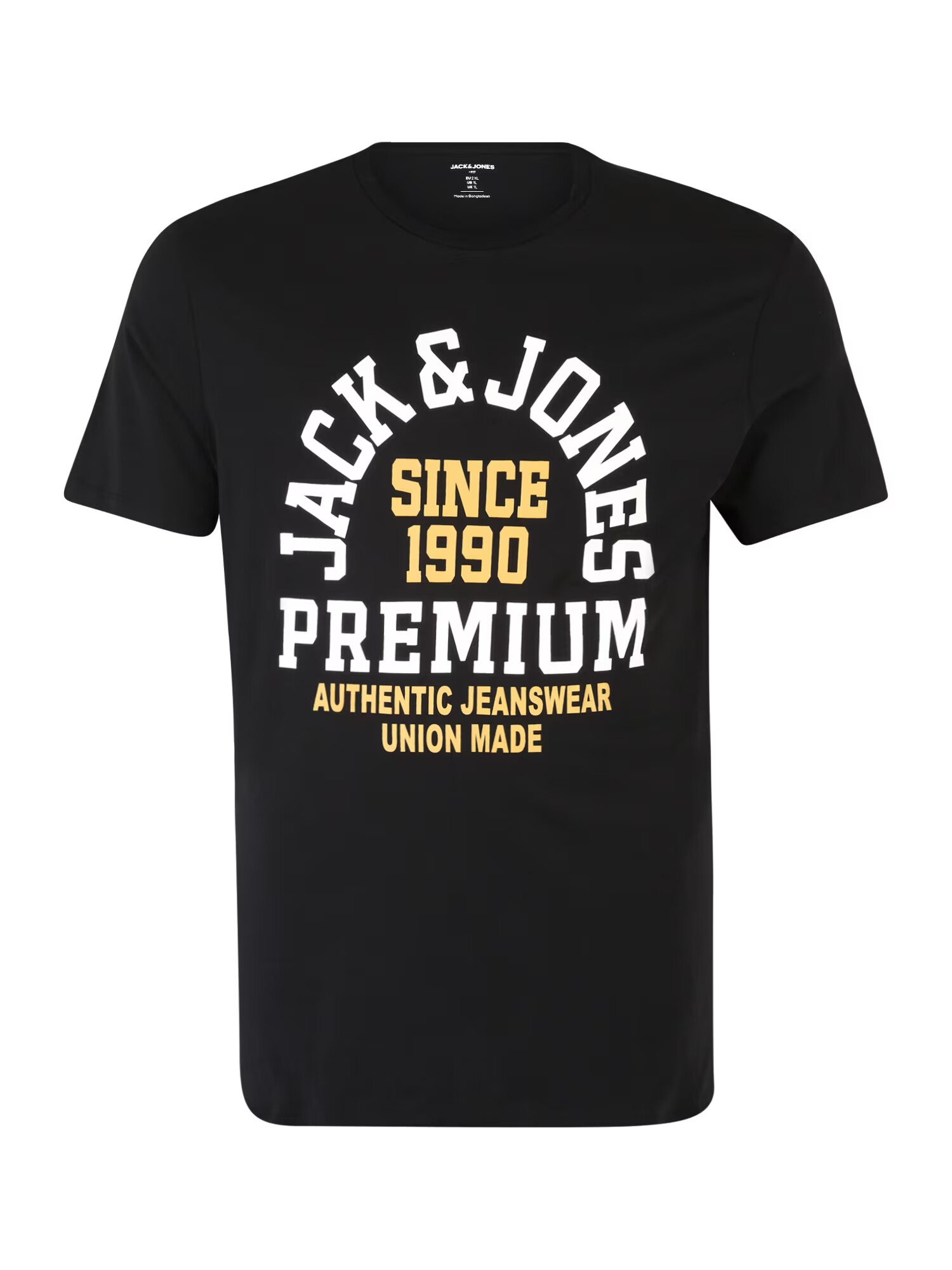 Jack & Jones Plus Tricou 'BOOSTER' galben / negru / alb - Pled.ro