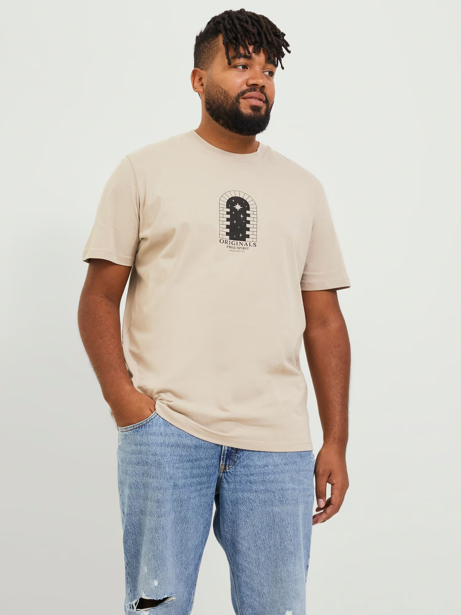 Jack & Jones Plus Tricou 'DESTINY' culoarea pielii / galben / roșu / negru - Pled.ro