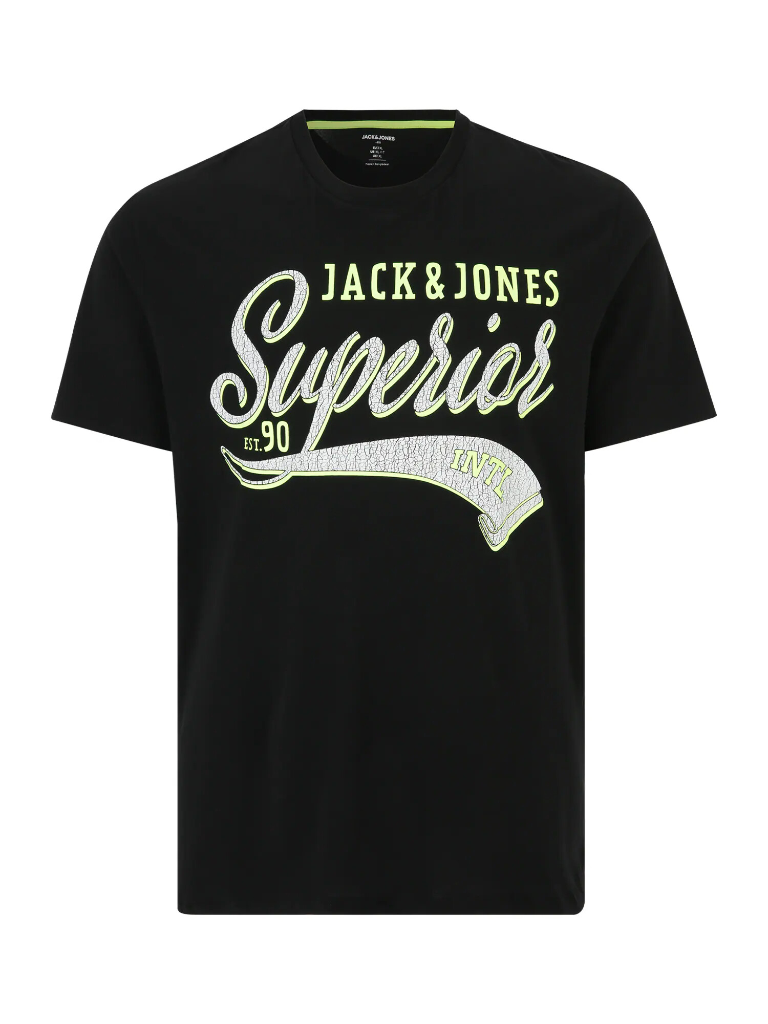 Jack & Jones Plus Tricou 'METT' galben lămâie / negru / alb - Pled.ro