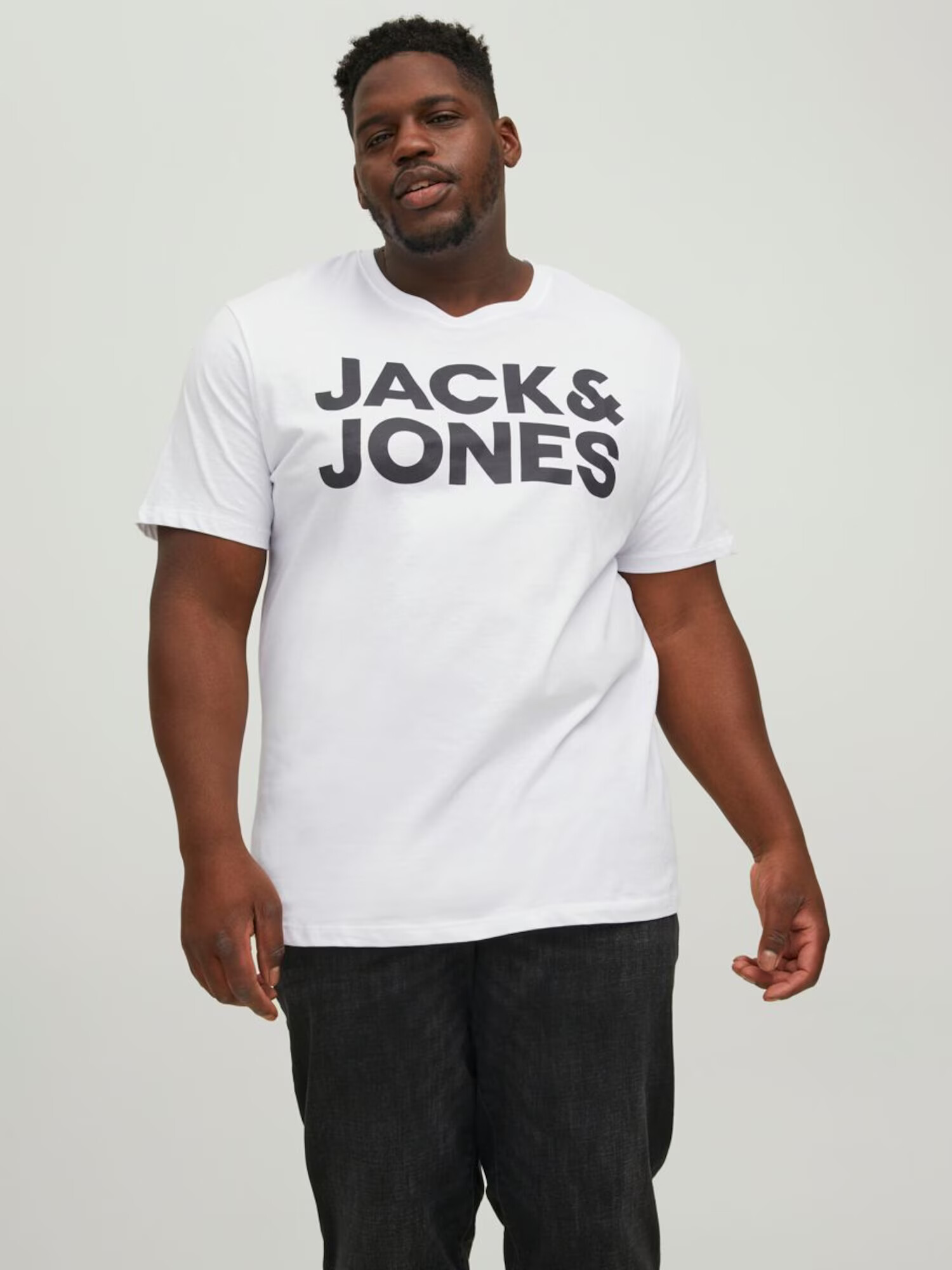 Jack & Jones Plus Tricou negru / alb - Pled.ro