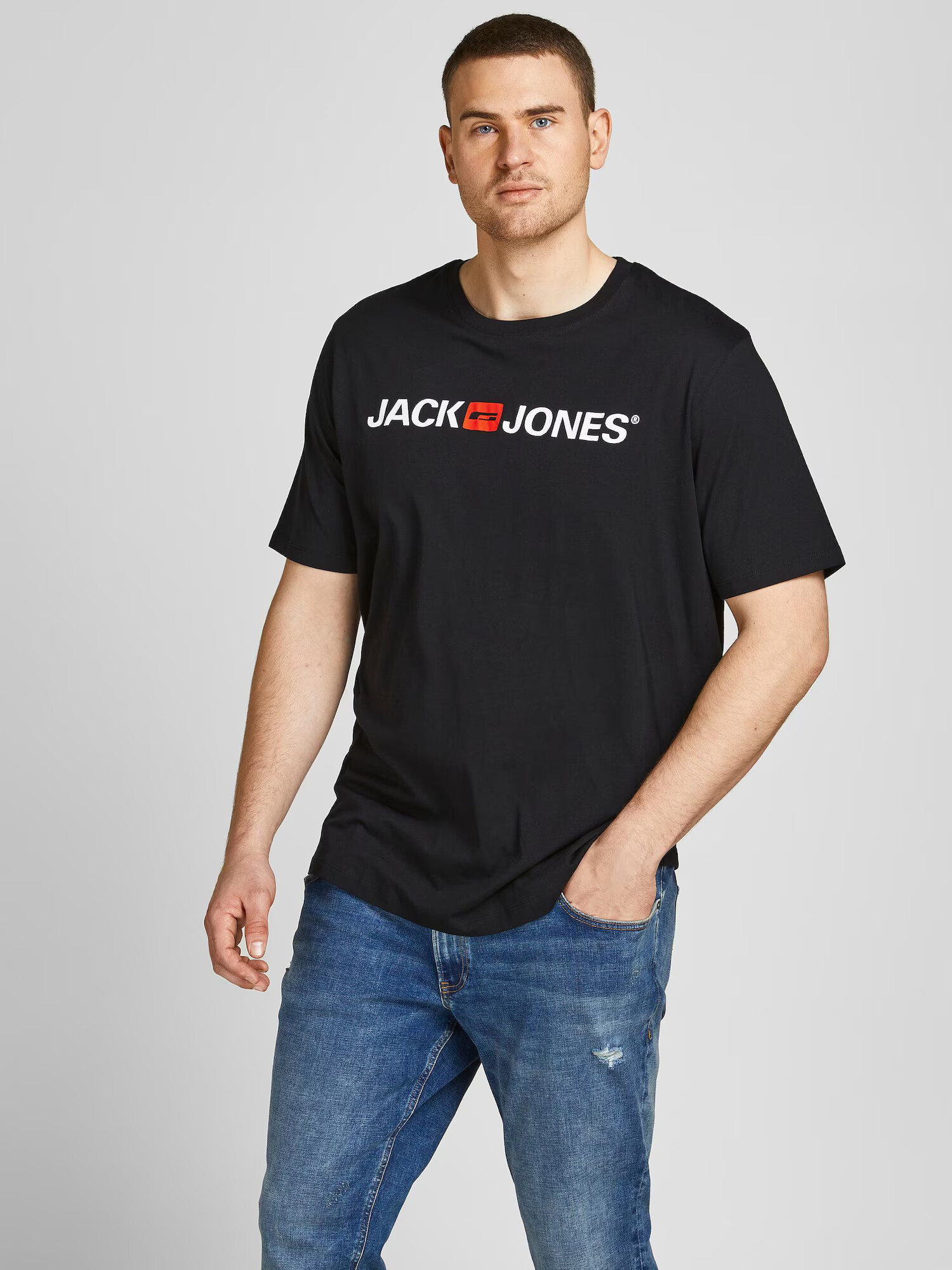 Jack & Jones Plus Tricou roșu deschis / negru / alb - Pled.ro