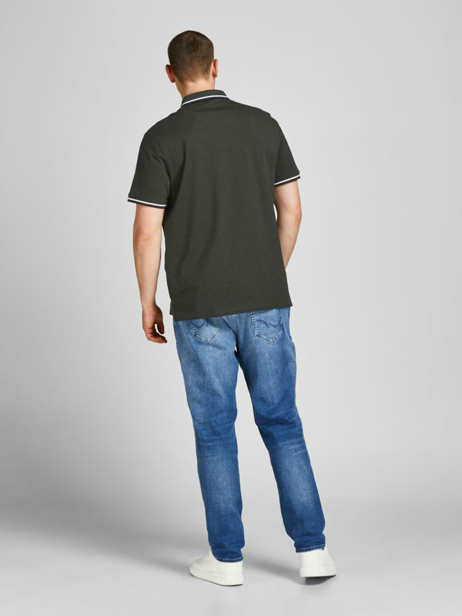 Jack & Jones Plus Tricou verde închis / alb - Pled.ro