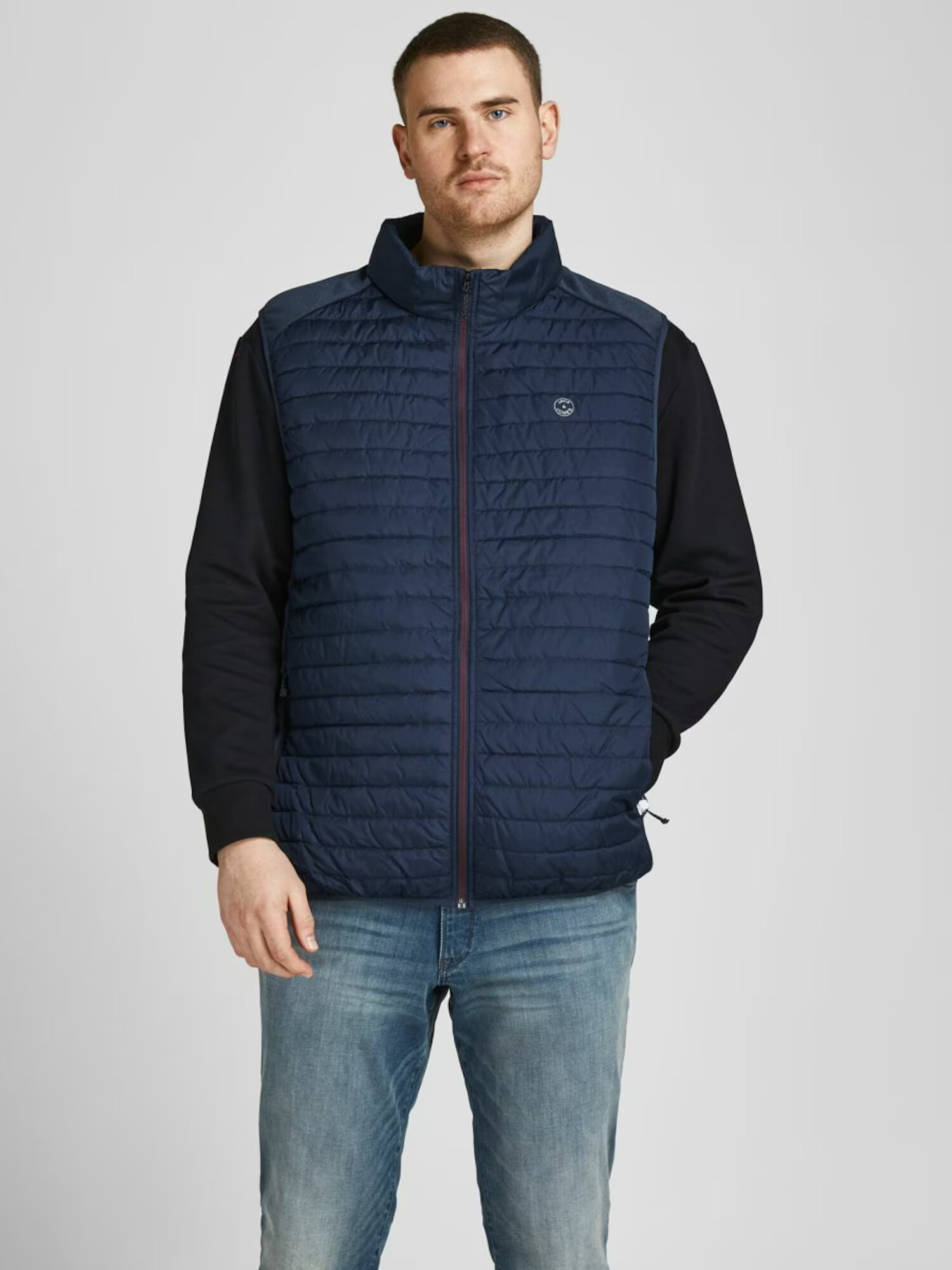 Jack & Jones Plus Vestă bleumarin / gri deschis - Pled.ro