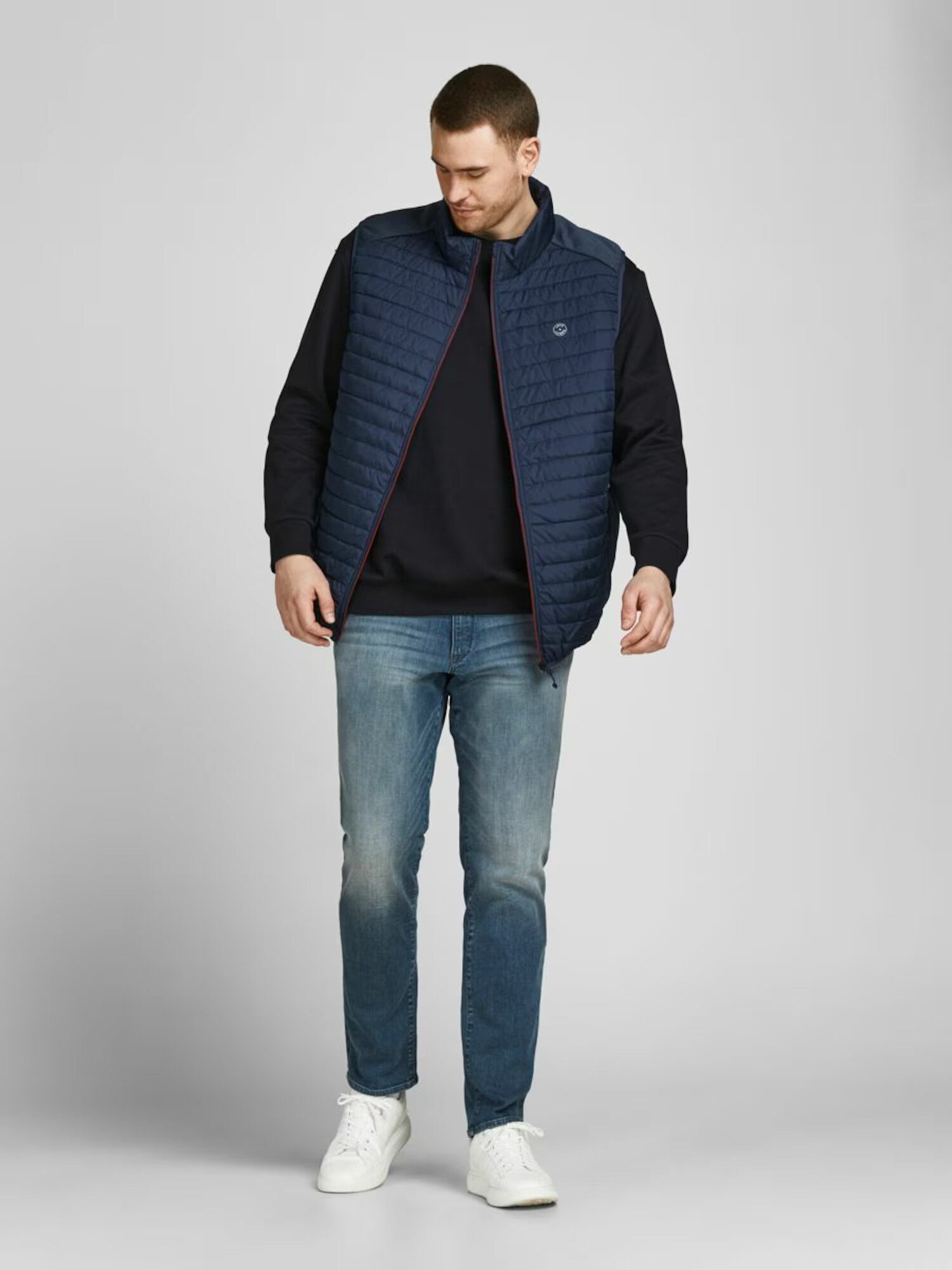 Jack & Jones Plus Vestă bleumarin / gri deschis - Pled.ro