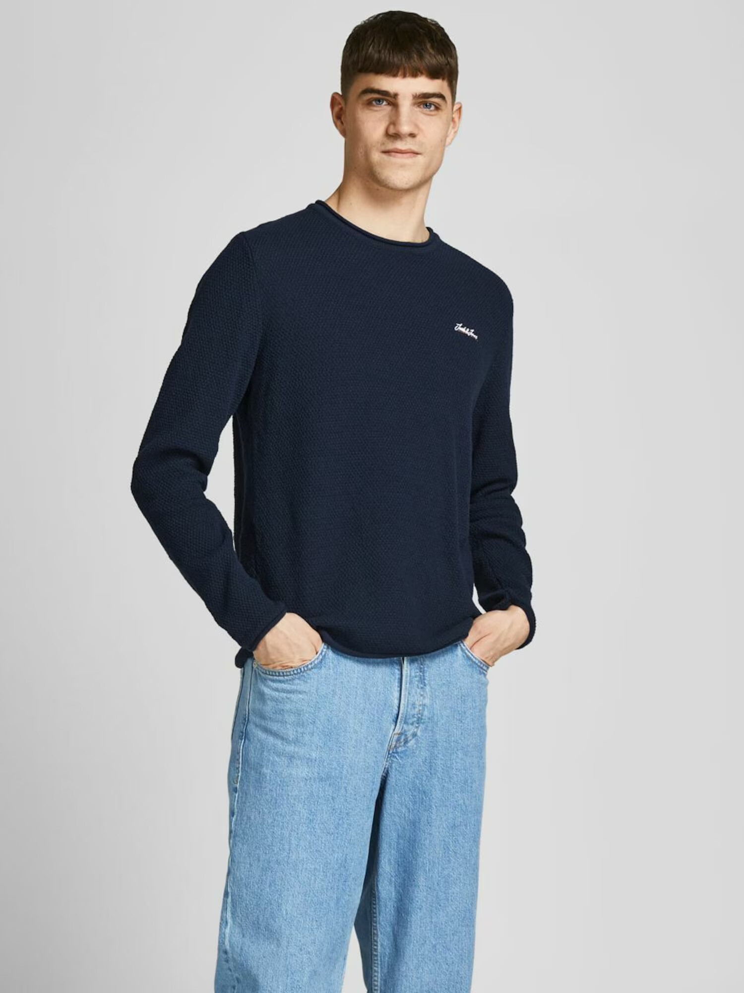 JACK & JONES Pulover albastru noapte / portocaliu / alb - Pled.ro