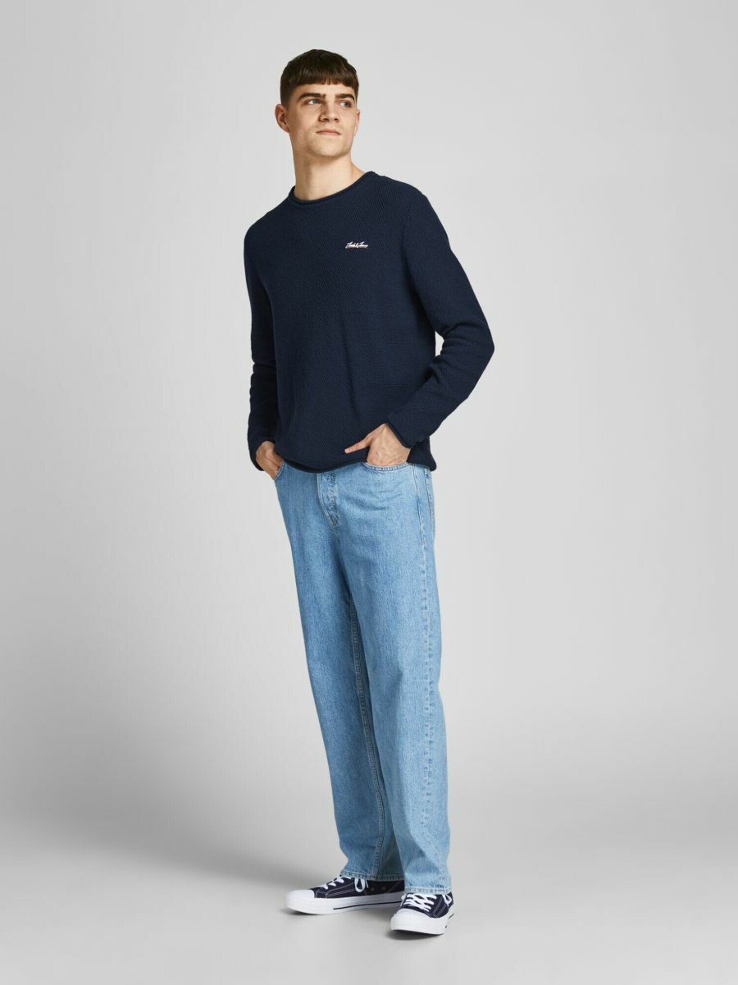 JACK & JONES Pulover albastru noapte / portocaliu / alb - Pled.ro