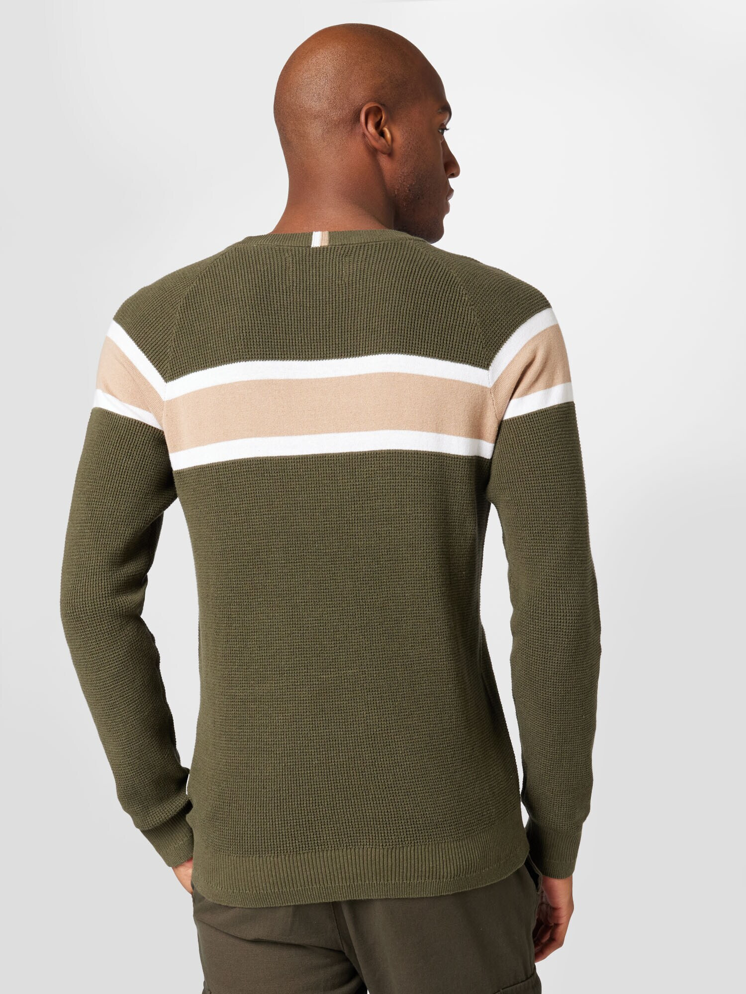 JACK & JONES Pulover bej / verde pin / alb - Pled.ro