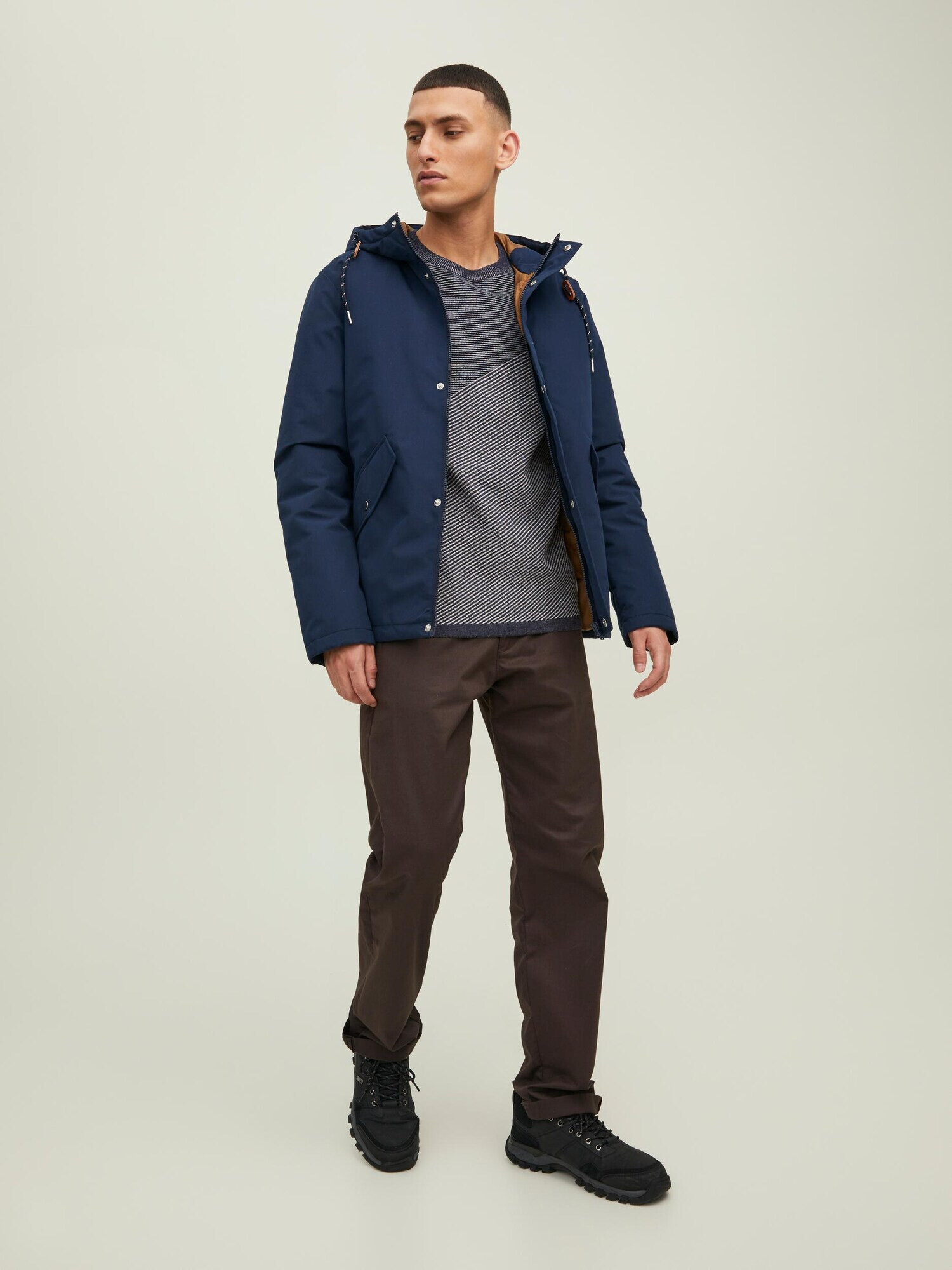 JACK & JONES Pulover 'Ben' bleumarin / alb - Pled.ro