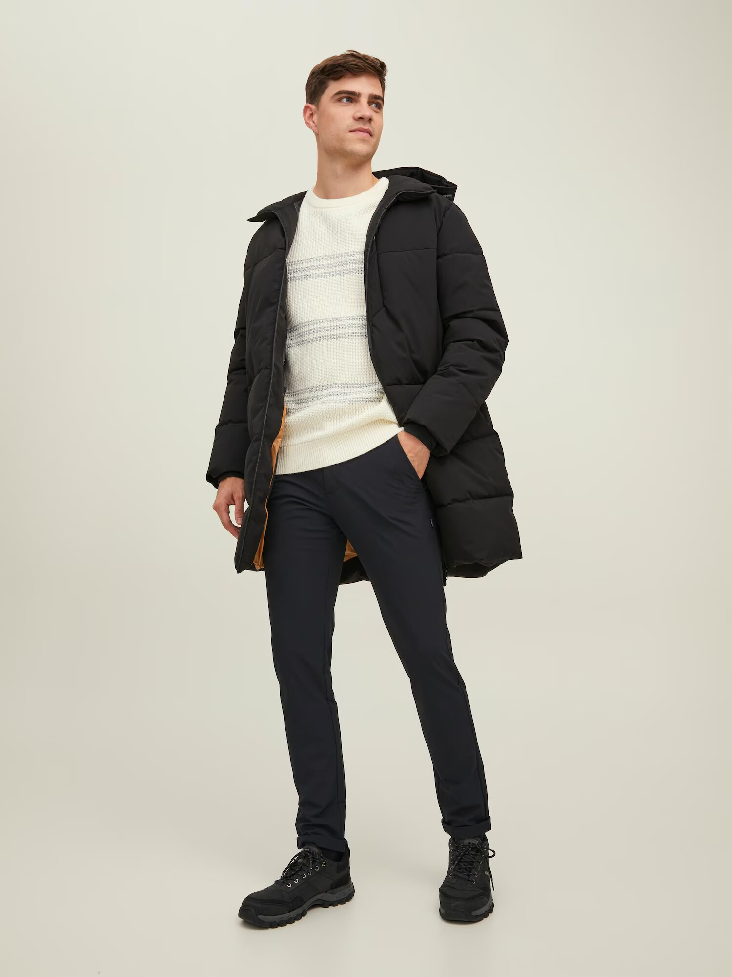 JACK & JONES Pulover bleumarin / alb - Pled.ro