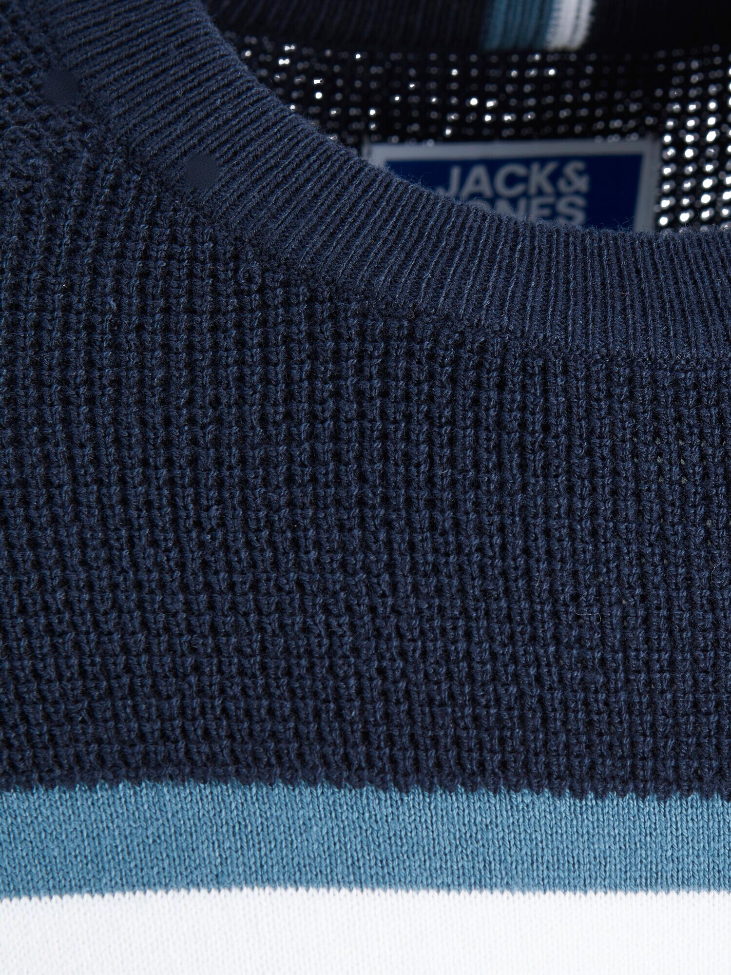 JACK & JONES Pulover bleumarin / albastru deschis / alb - Pled.ro