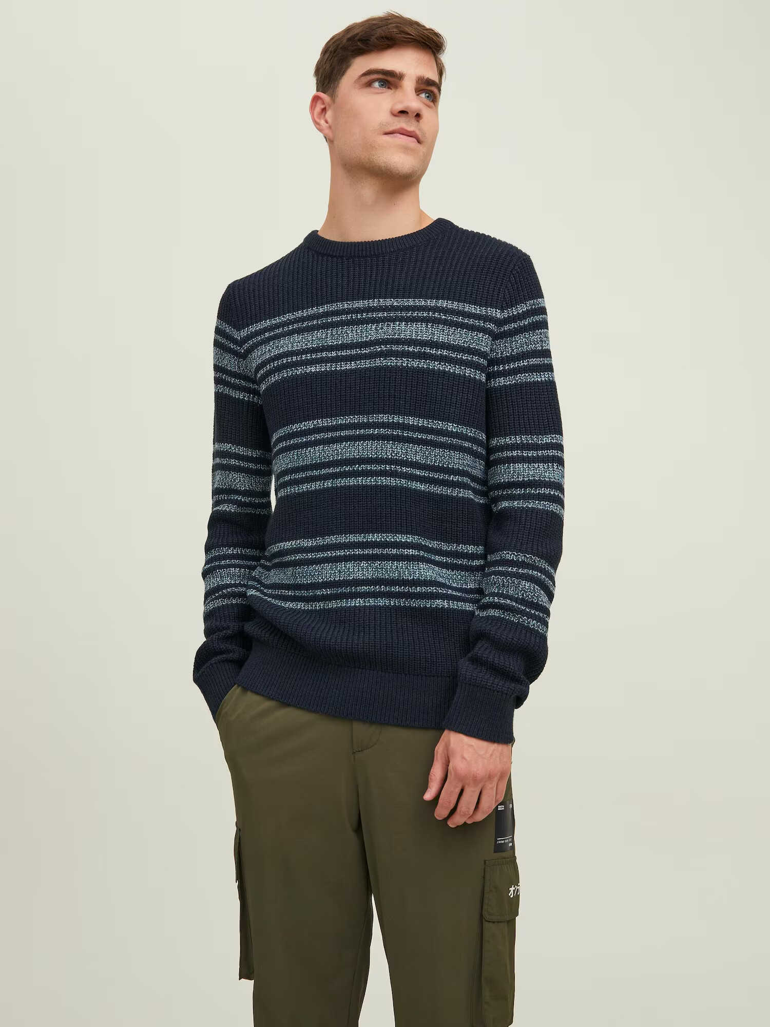 JACK & JONES Pulover bleumarin / albastru deschis / verde petrol - Pled.ro