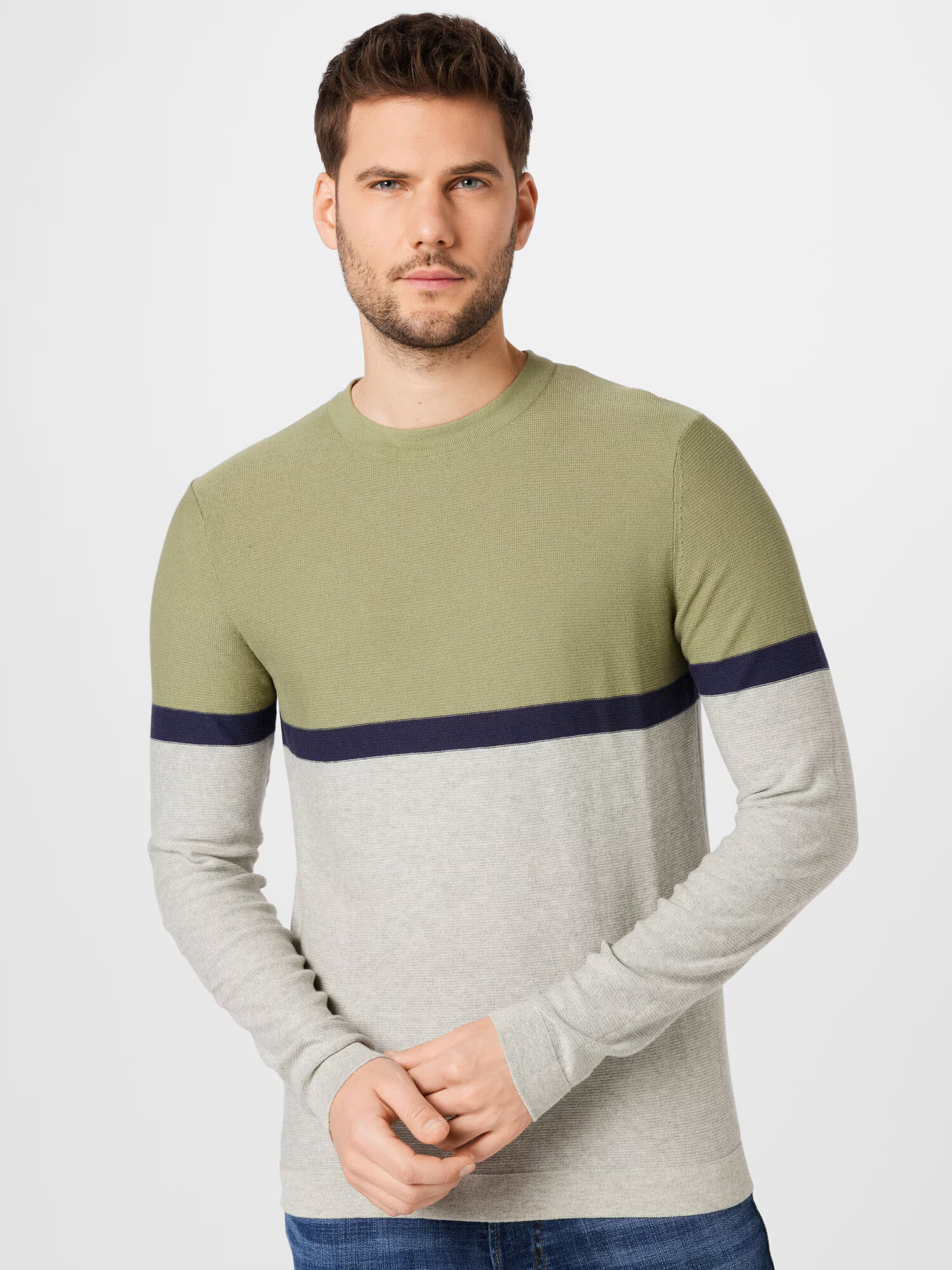 JACK & JONES Pulover bleumarin / oliv / alb murdar - Pled.ro