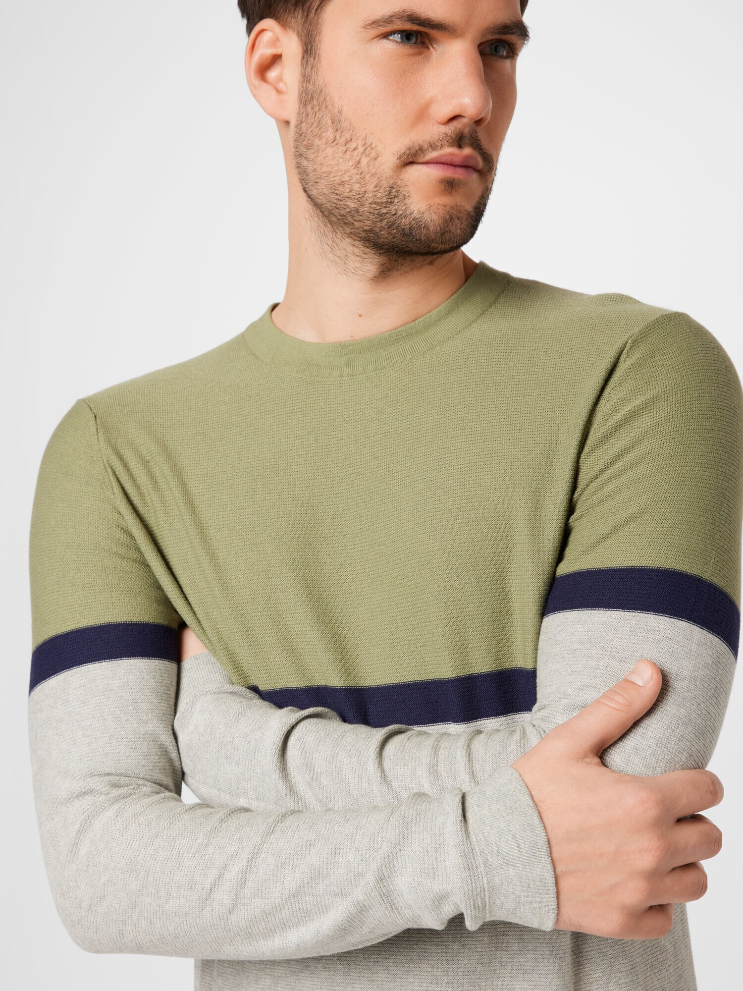 JACK & JONES Pulover bleumarin / oliv / alb murdar - Pled.ro