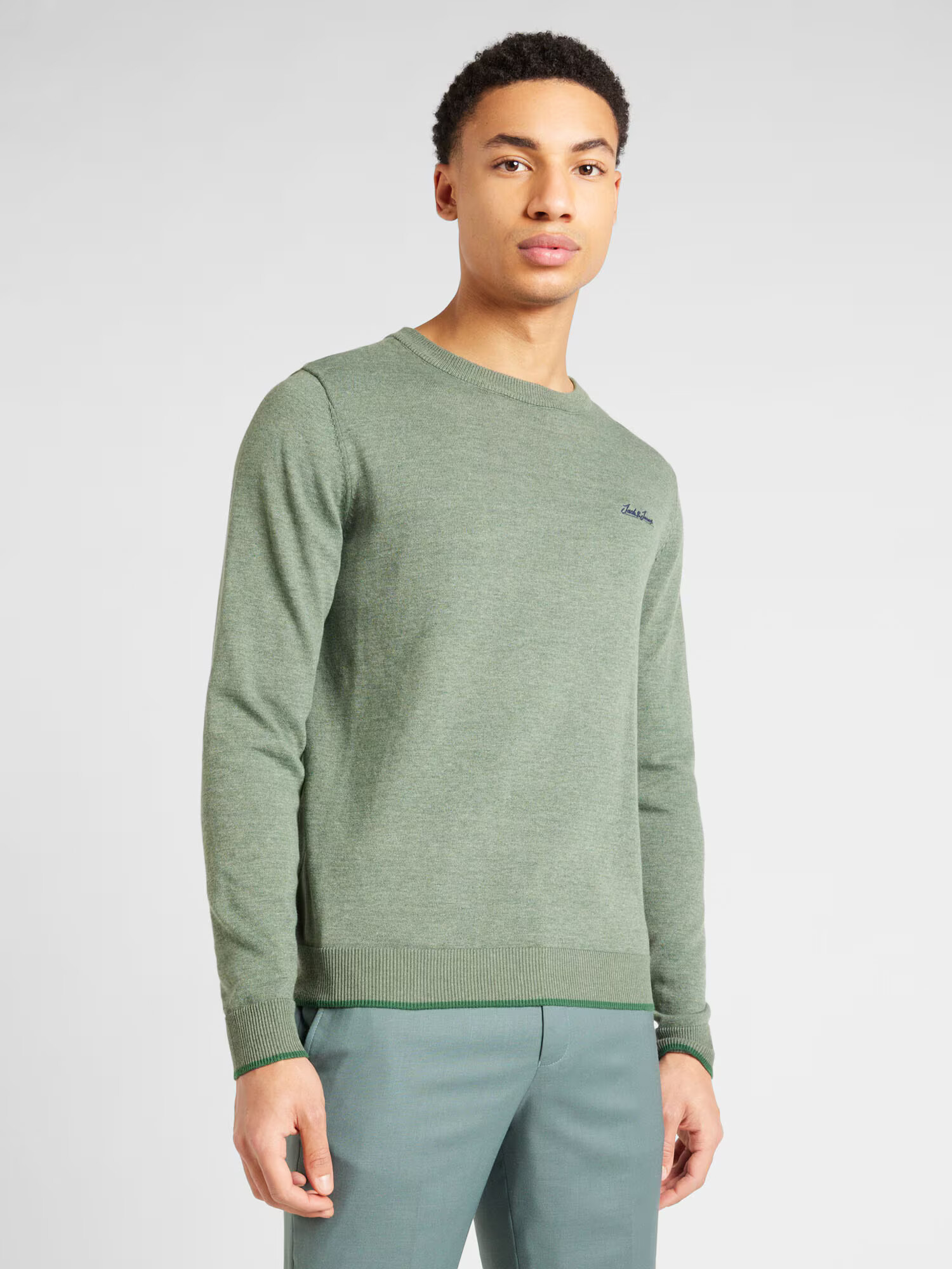 JACK & JONES Pulover 'BRANDY' bleumarin / verde smarald / verde amestecat - Pled.ro