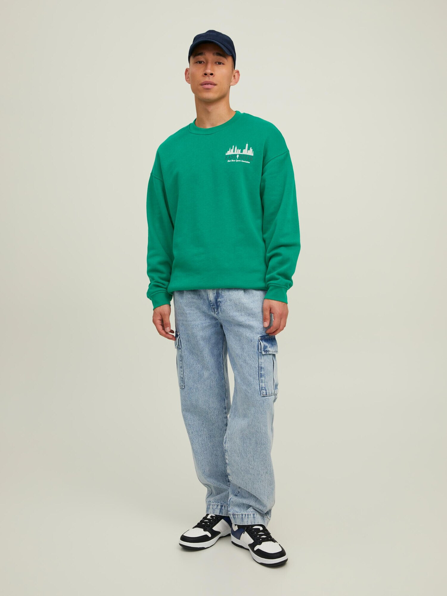 JACK & JONES Pulover 'Brink' bleumarin / verde / alb - Pled.ro