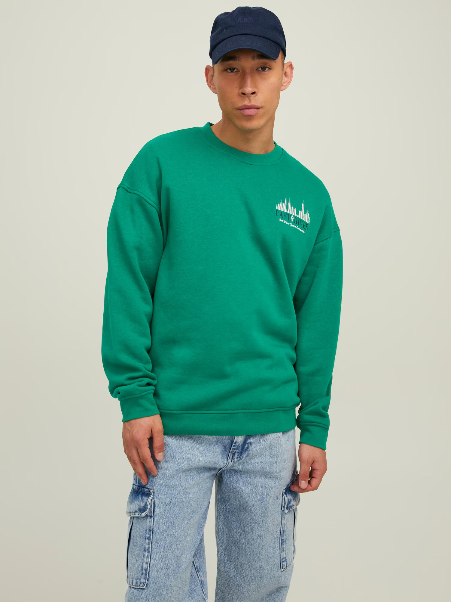 JACK & JONES Pulover 'Brink' bleumarin / verde / alb - Pled.ro