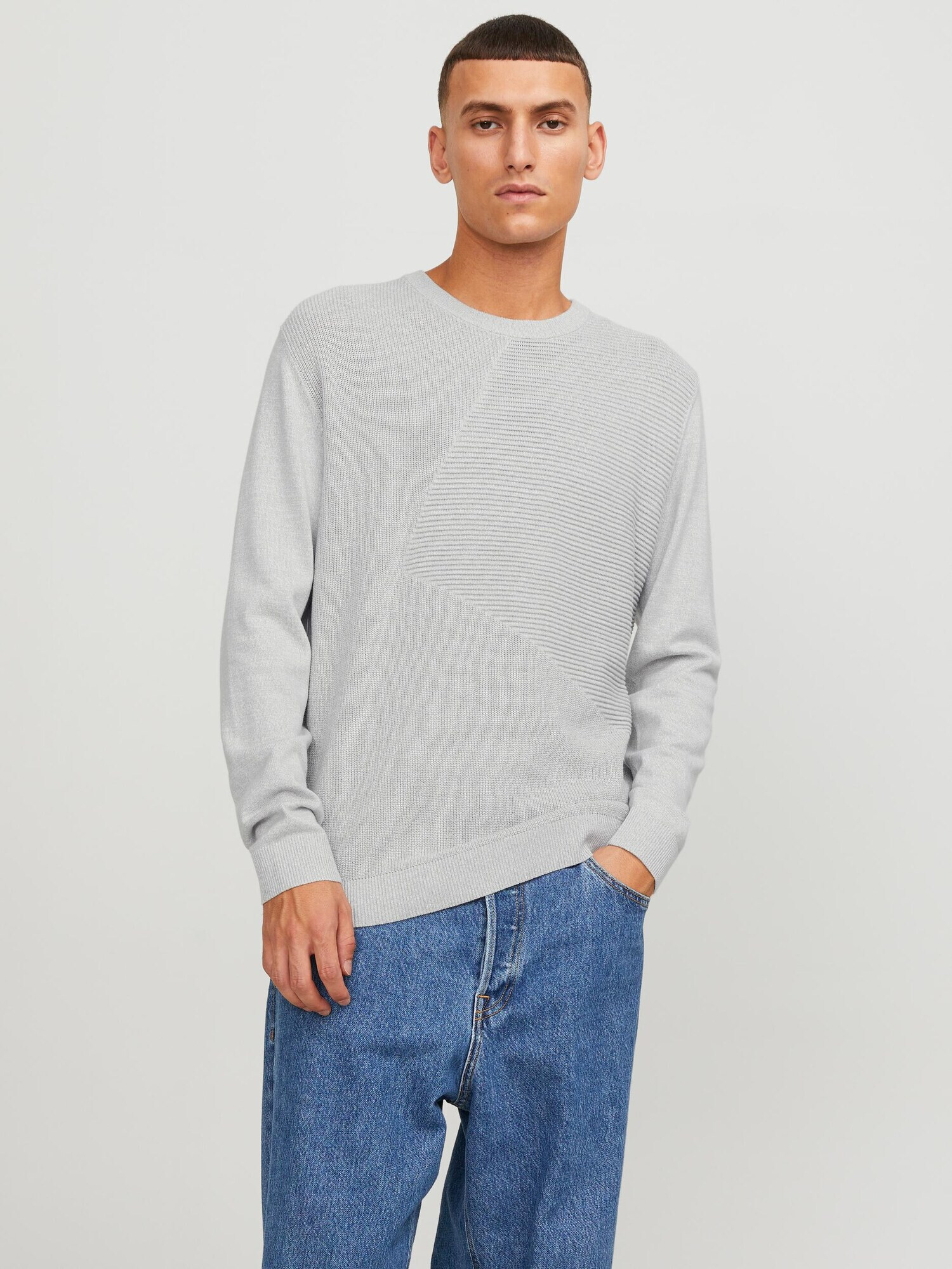 JACK & JONES Pulover 'BROOKLYN' gri deschis - Pled.ro