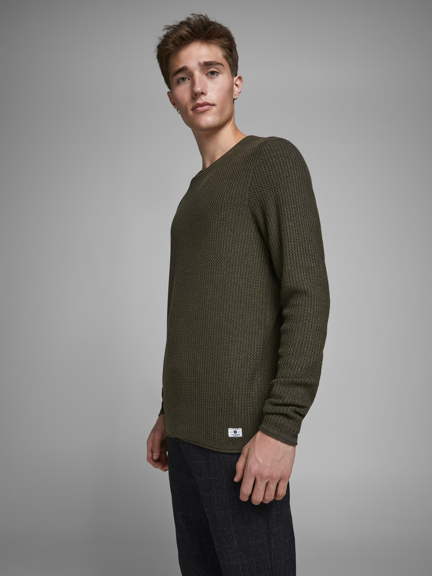 JACK & JONES Pulover 'Carlos' kaki - Pled.ro