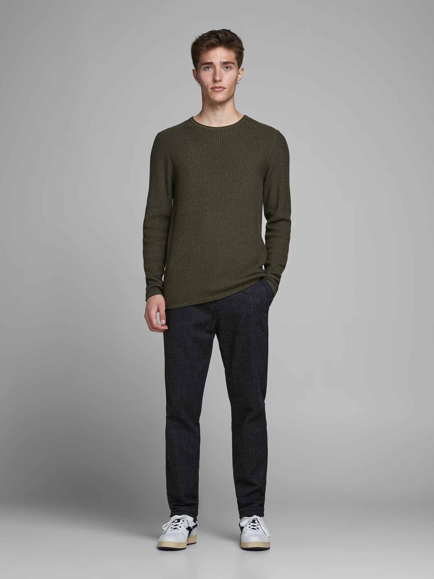 JACK & JONES Pulover 'Carlos' kaki - Pled.ro