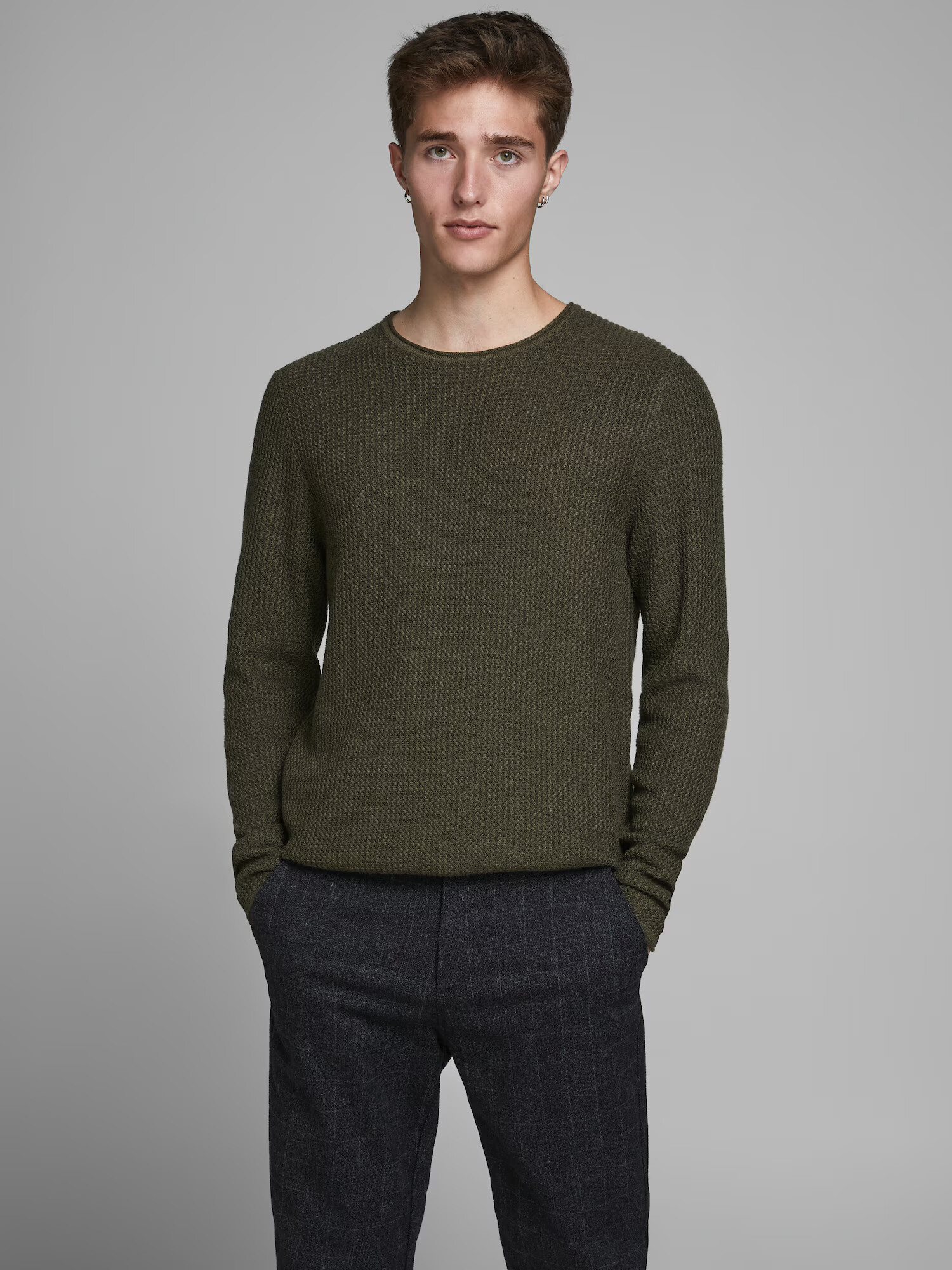 JACK & JONES Pulover 'Carlos' kaki - Pled.ro