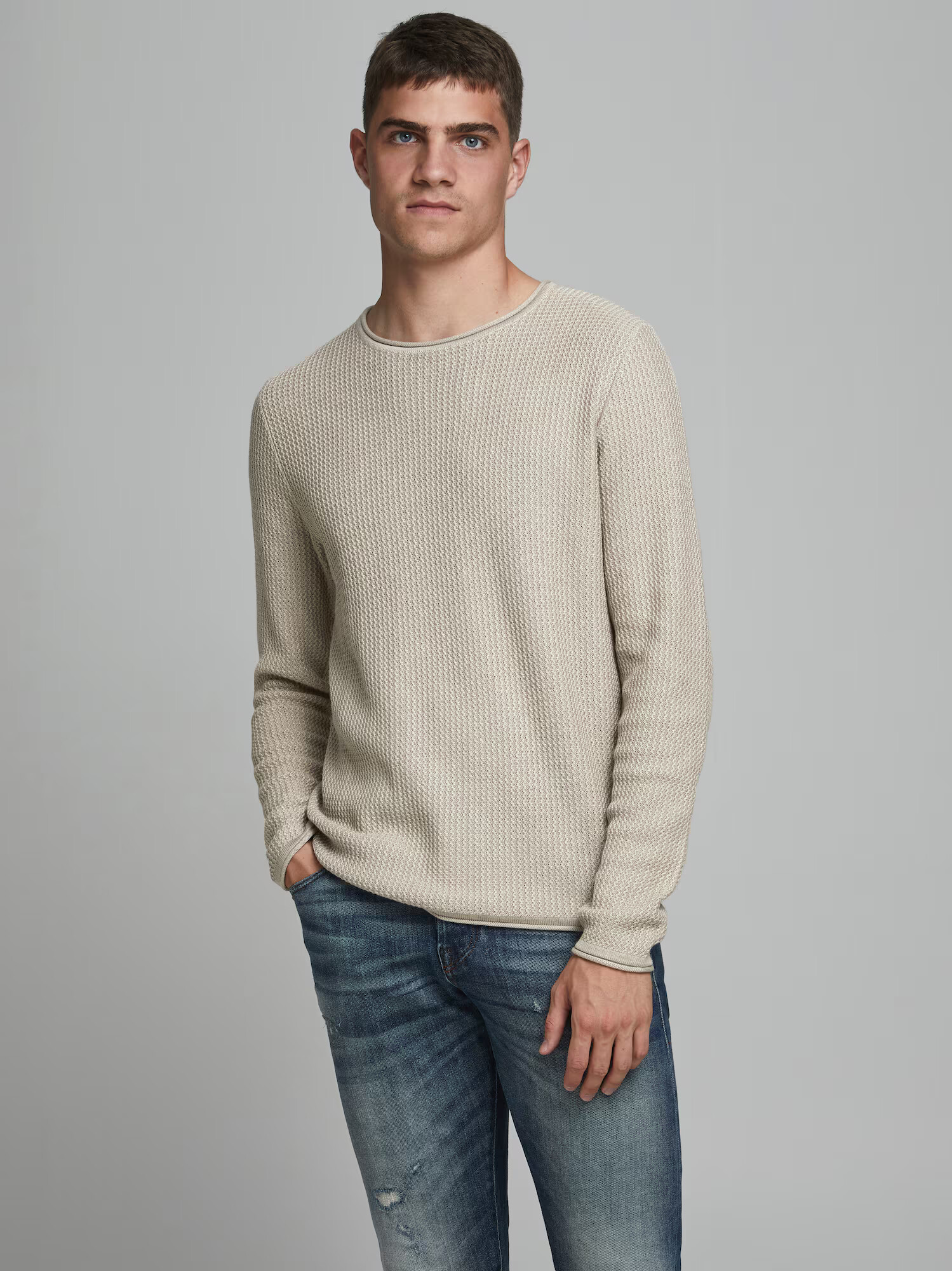 JACK & JONES Pulover 'Carlos' nisipiu - Pled.ro