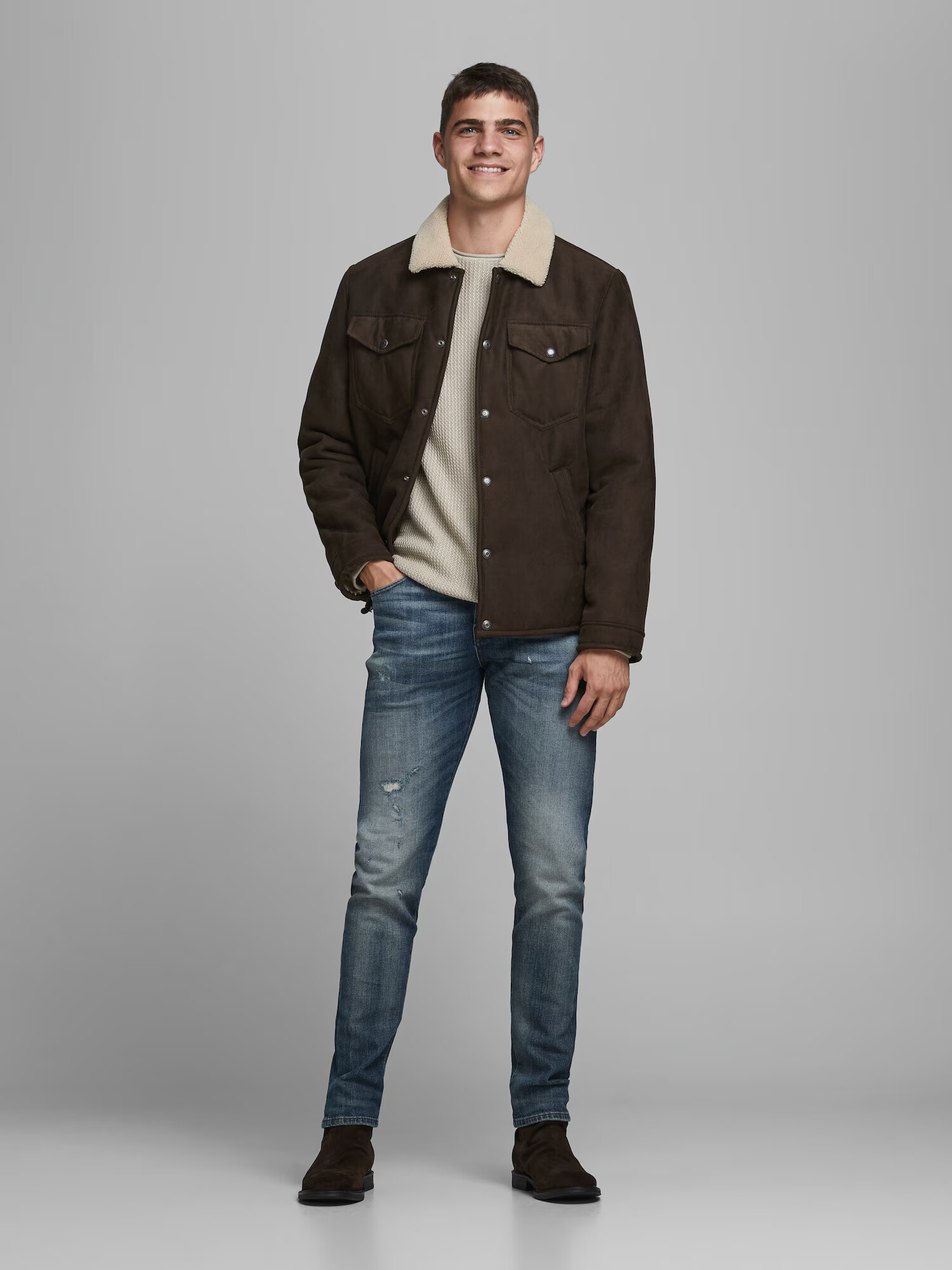 JACK & JONES Pulover 'Carlos' nisipiu - Pled.ro